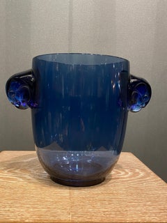 Blue Art Deco Albert Vase by Rene Lalique in Blue Glass