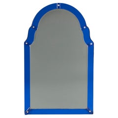 Vintage A Blue Art Deco Glass Mirror