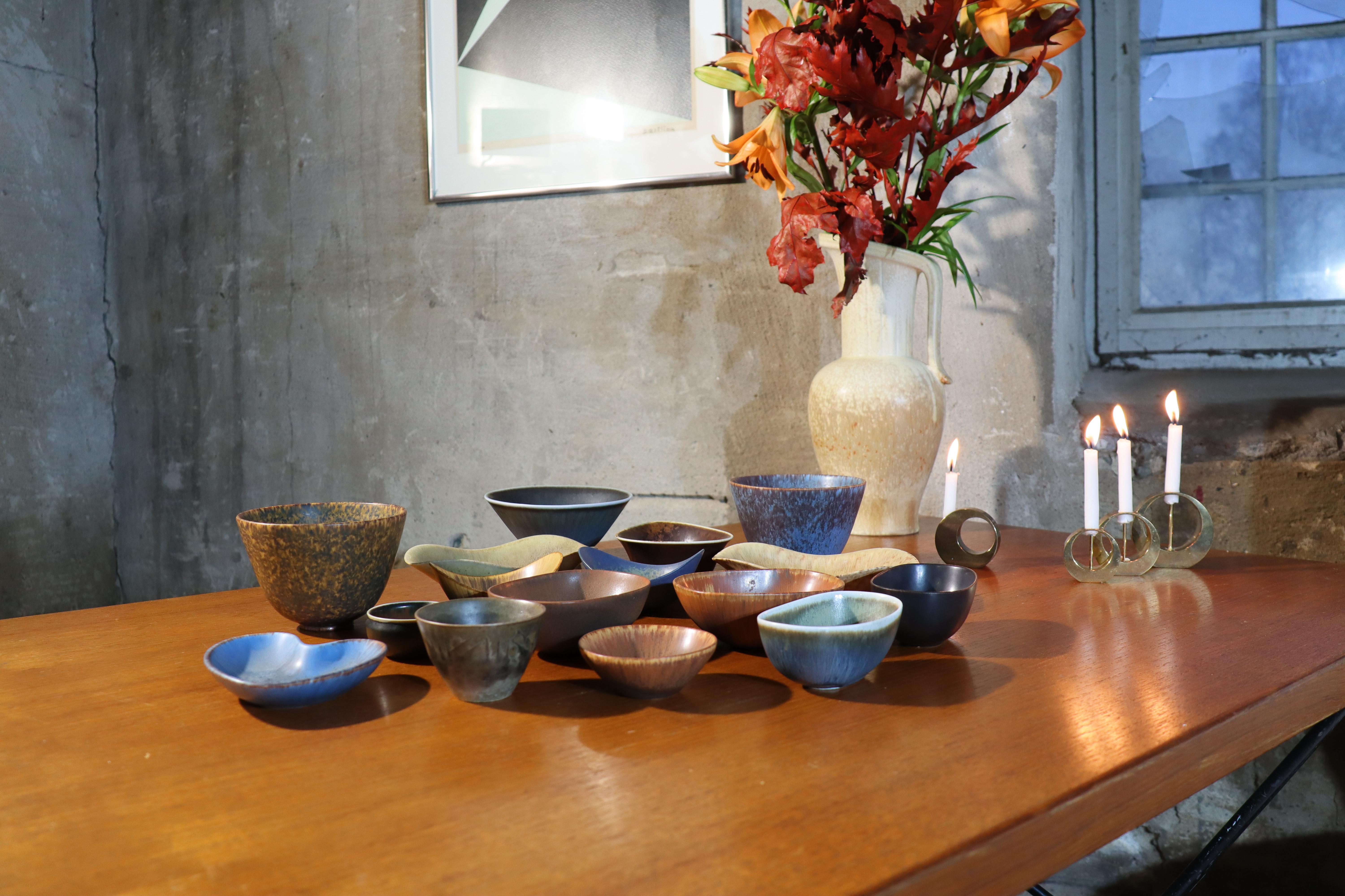 Svedese Ciotola in gres blu e marrone d'epoca - Gunnar Nylund - Rörstrand Svezia anni '50 in vendita