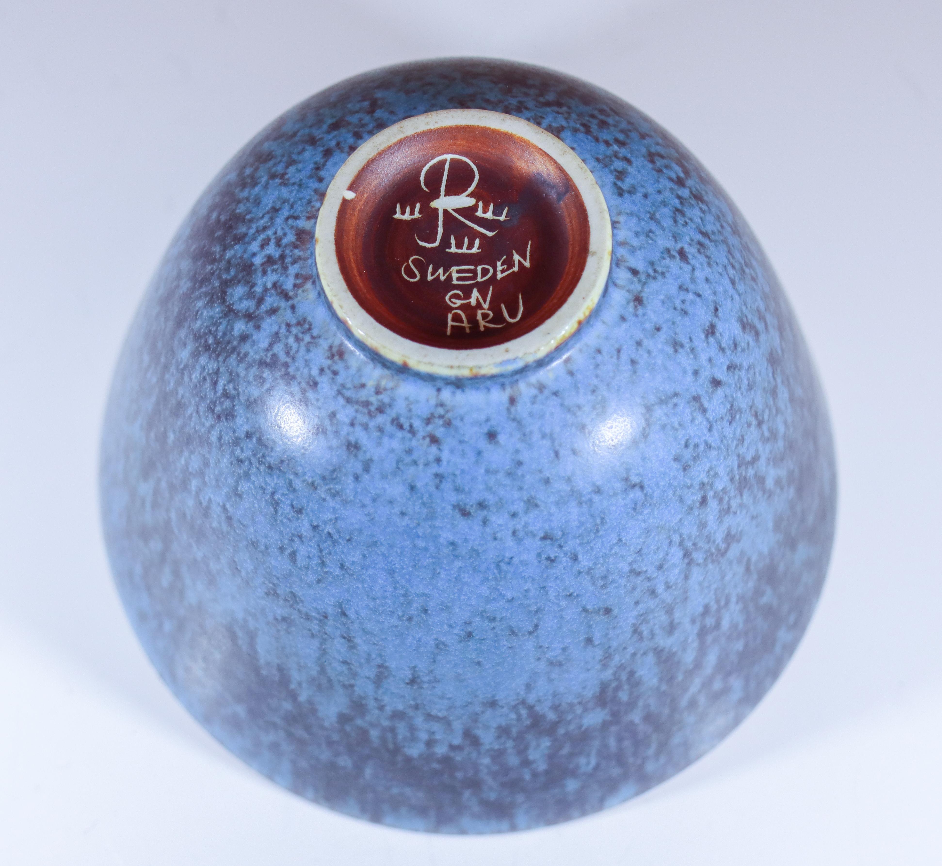 Ciotola in gres blu e marrone d'epoca - Gunnar Nylund - Rörstrand Svezia anni '50 in vendita 1