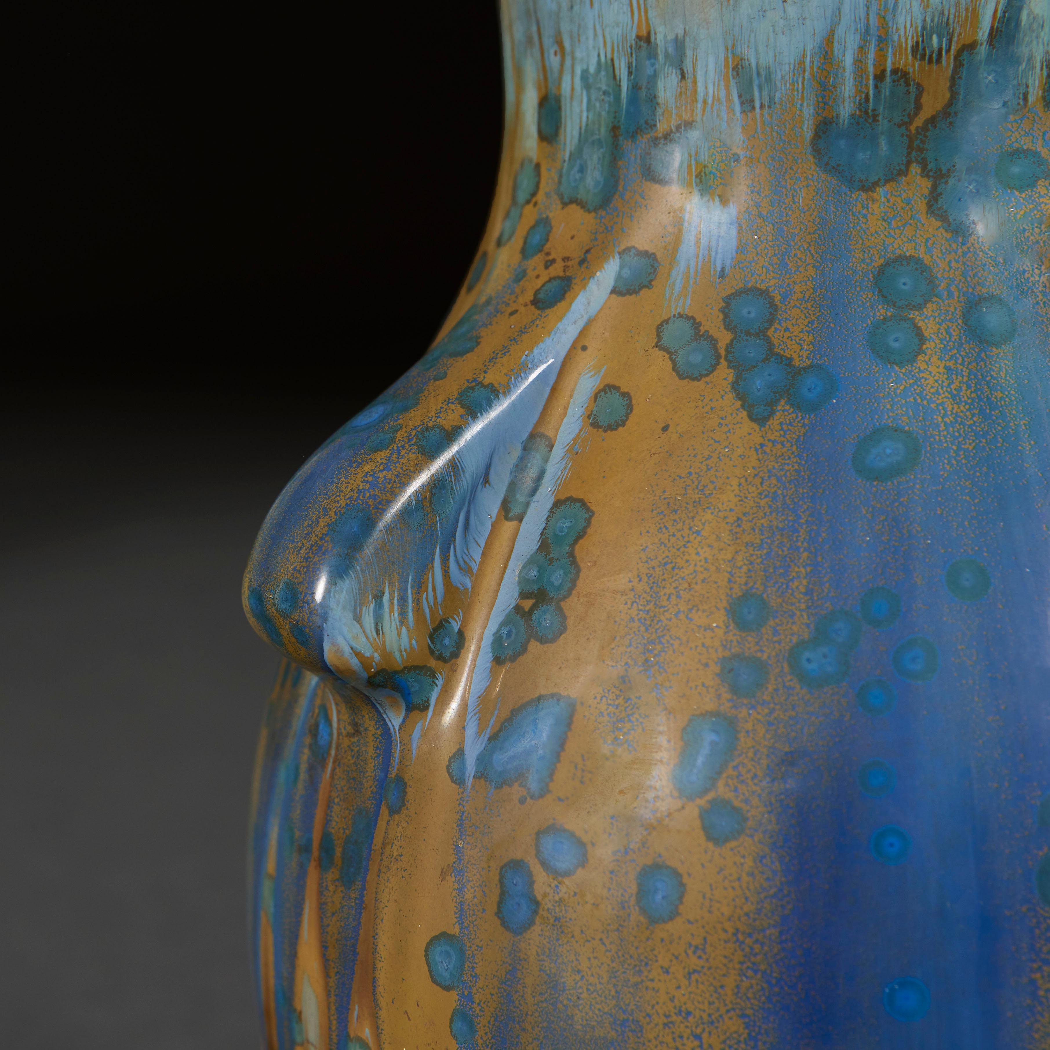 A Blue Ceramic Pierrefonds Crystalline Glaze Table Lamp In Good Condition In London, GB