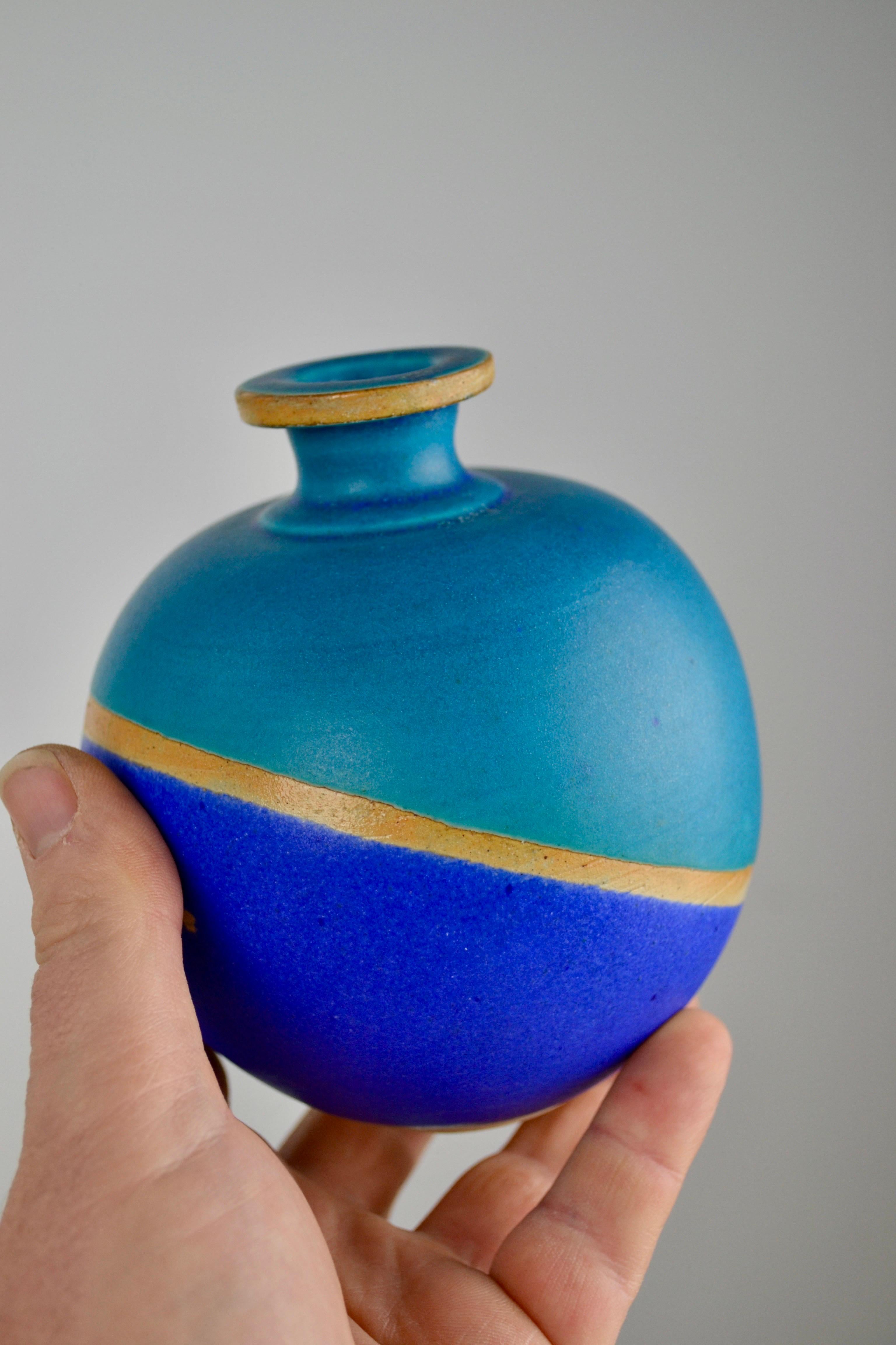Blaue Vase und Schale aus Keramik, Set, 1970er-Jahre im Angebot 5