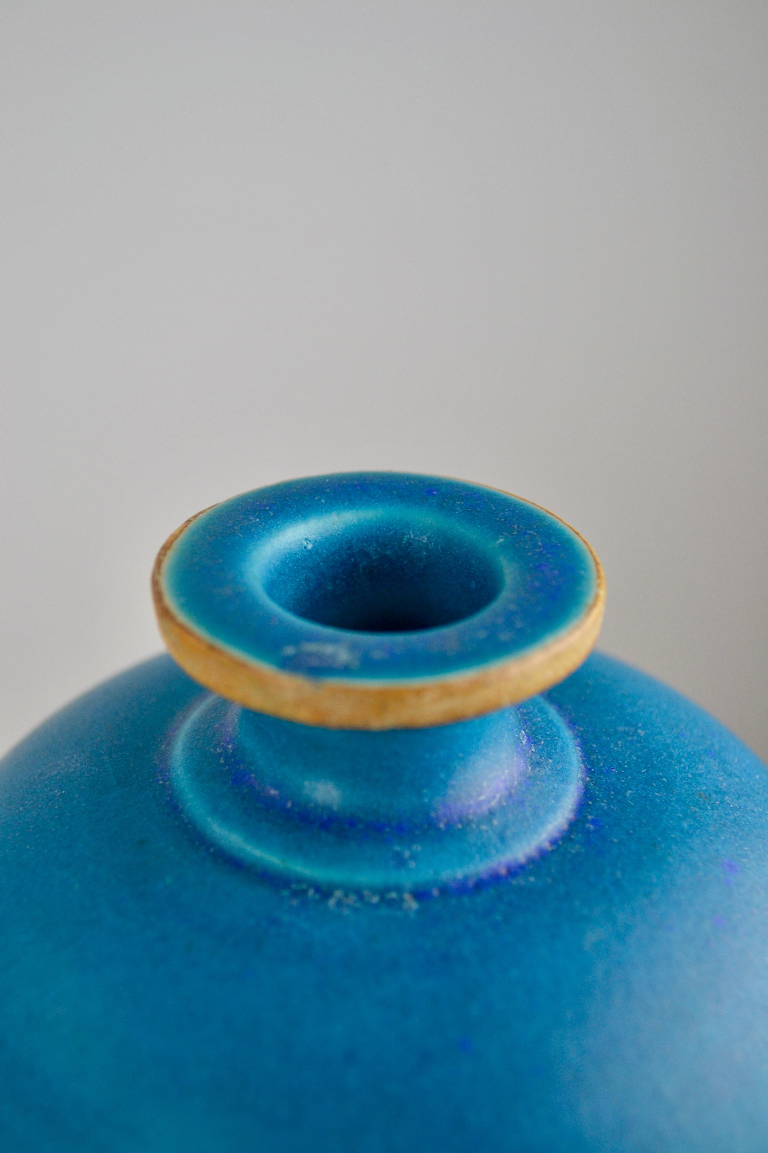Blaue Vase und Schale aus Keramik, Set, 1970er-Jahre im Angebot 6