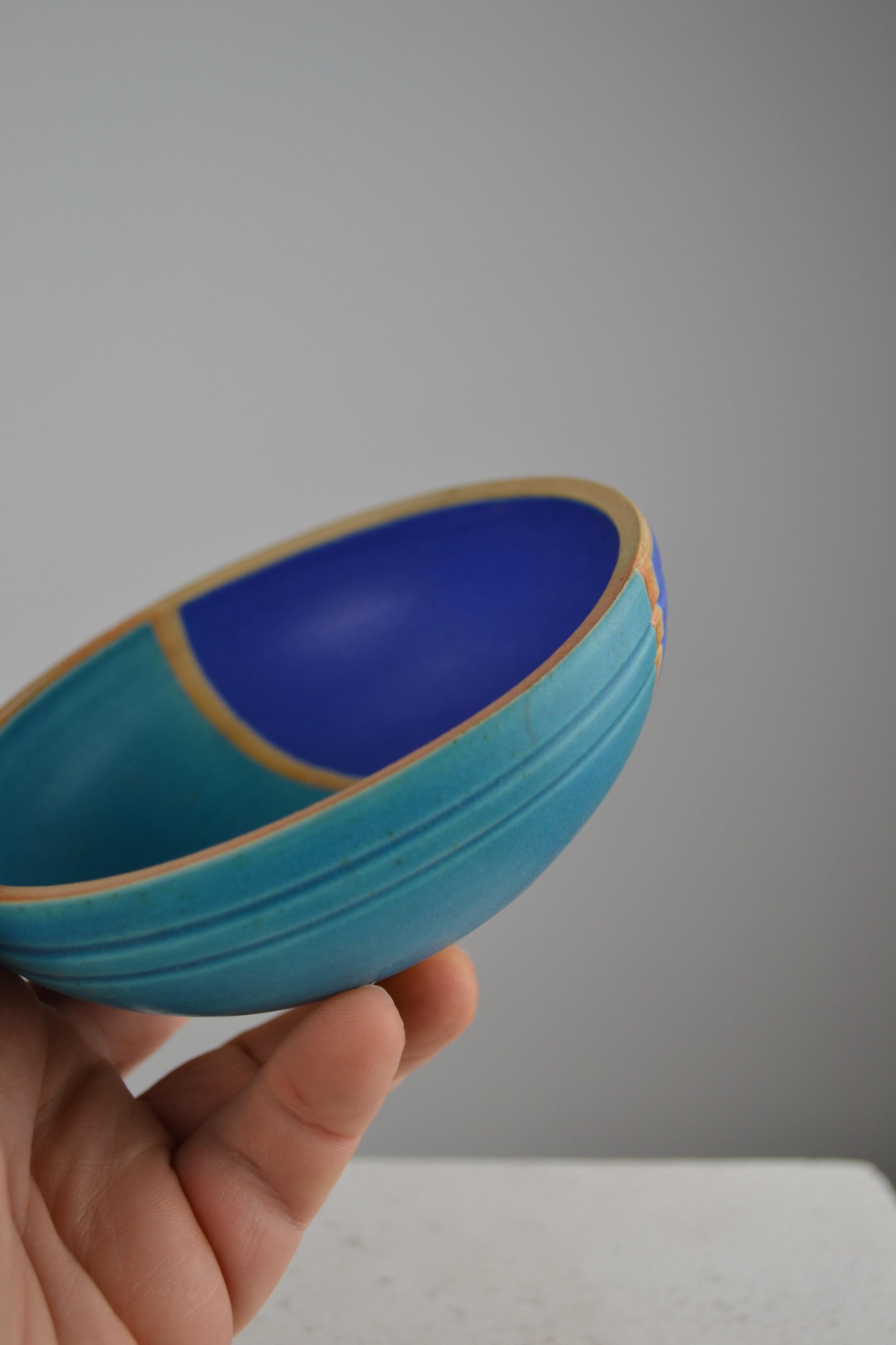 Blaue Vase und Schale aus Keramik, Set, 1970er-Jahre im Angebot 7
