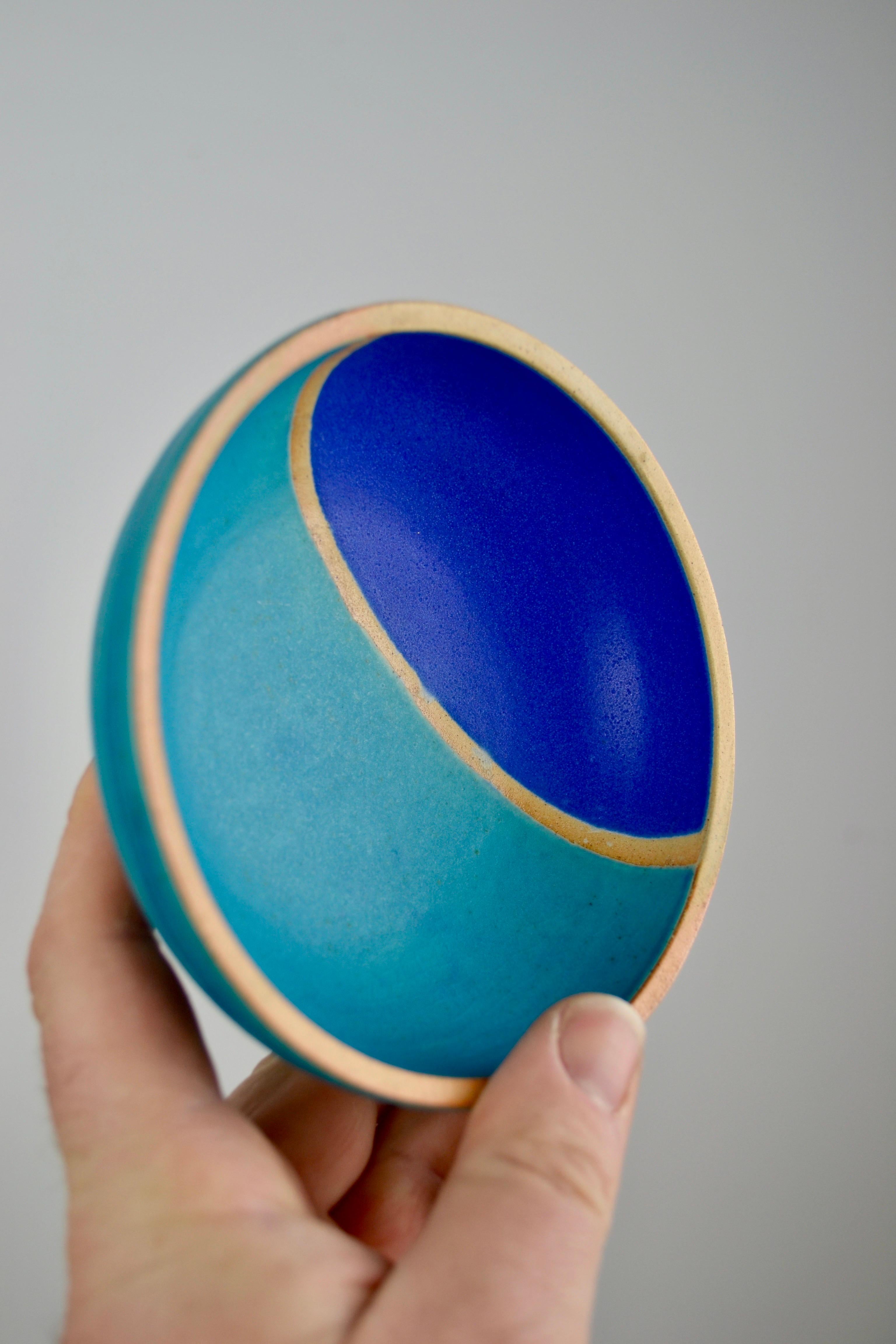 Blaue Vase und Schale aus Keramik, Set, 1970er-Jahre (Europäisch) im Angebot