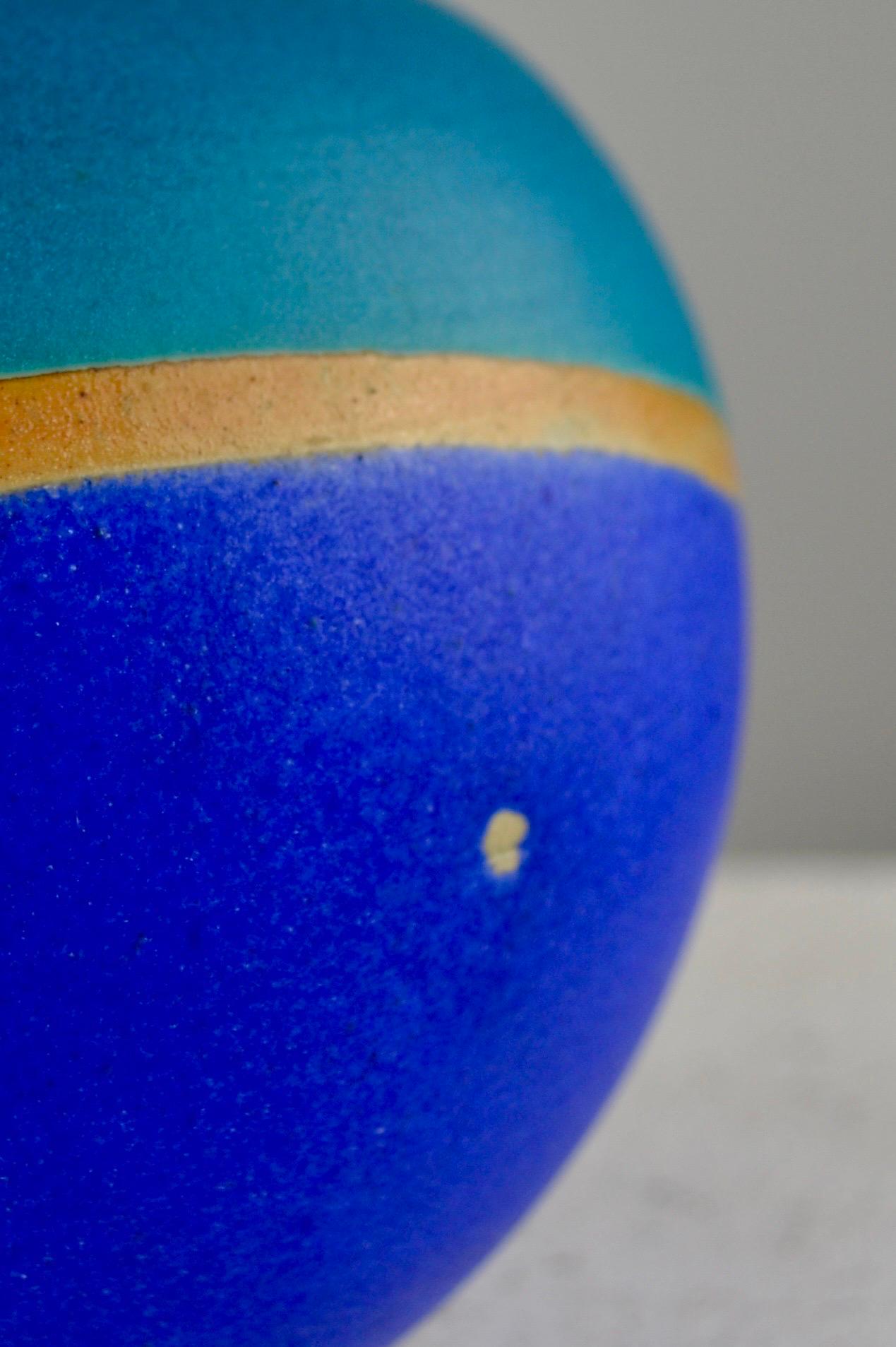 Blaue Vase und Schale aus Keramik, Set, 1970er-Jahre im Angebot 1