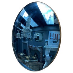 Blue Distressed Glass Circular Convex Mirror
