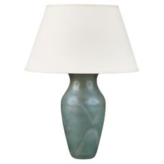 A Blue French Art Glass Vase as a Lamp 