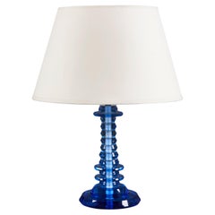 A Blue Glass Art Deco Table Lamp