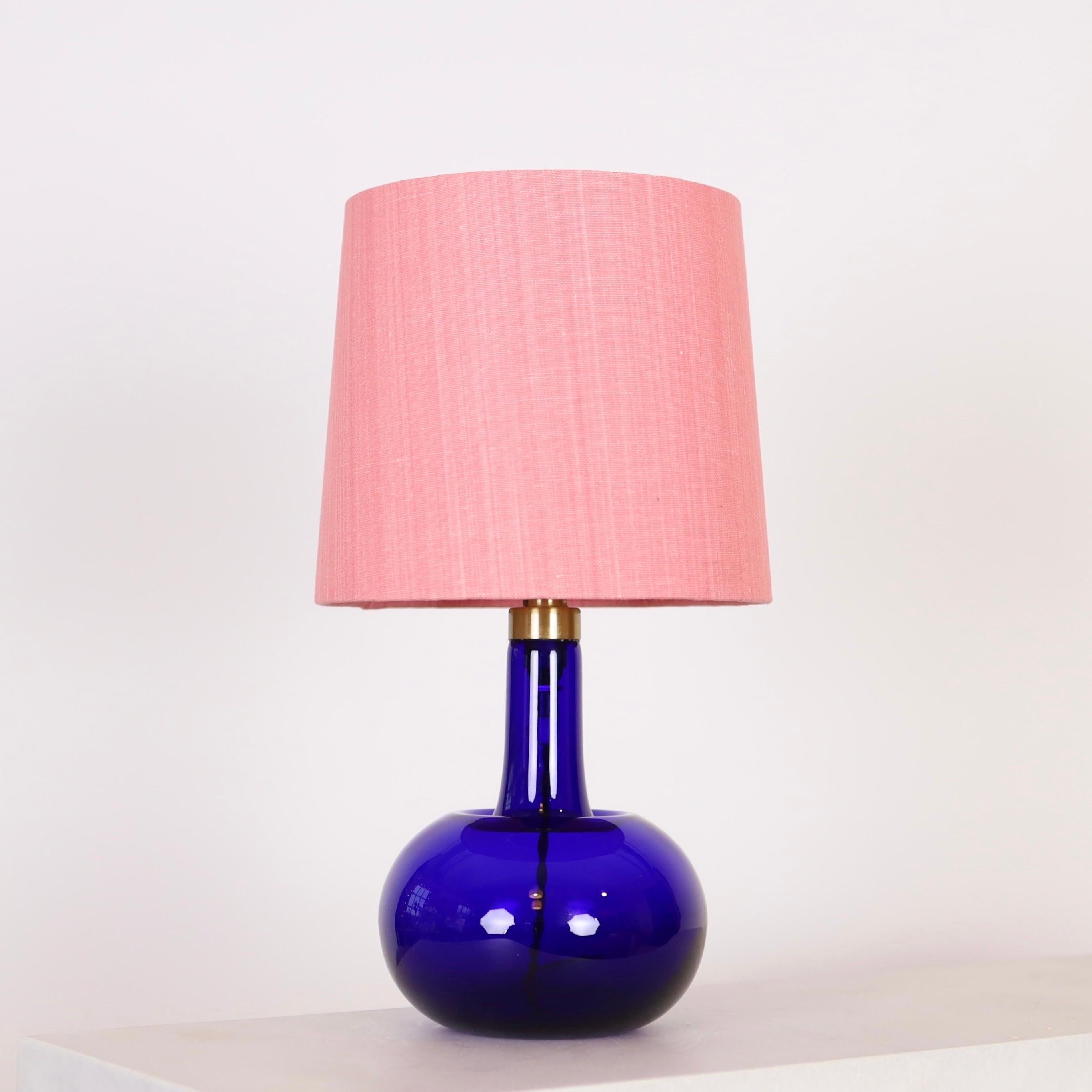 Late 20th Century A blue Glass Desk Lamp by Michael Bang for Holmegaard, 1970s, Denmark For Sale