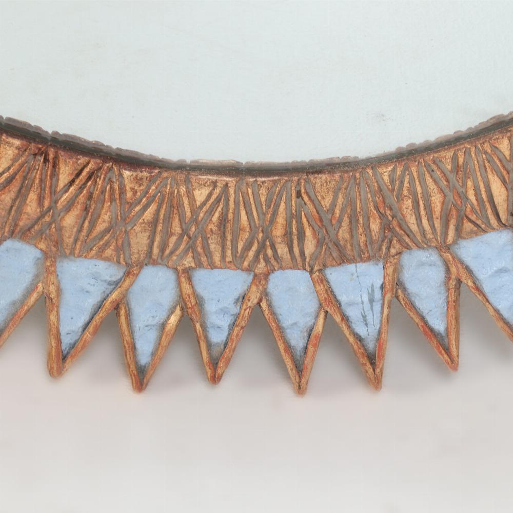 Mid-Century Modern A Blue Glass & Resin Convex Mirror. For Sale