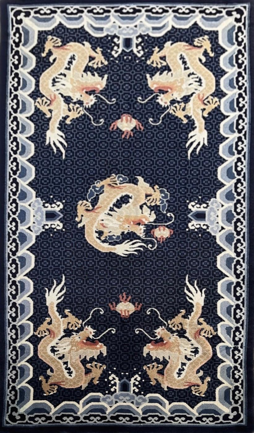 Chinese A Blue Ground Wool Carpet, China For Sale