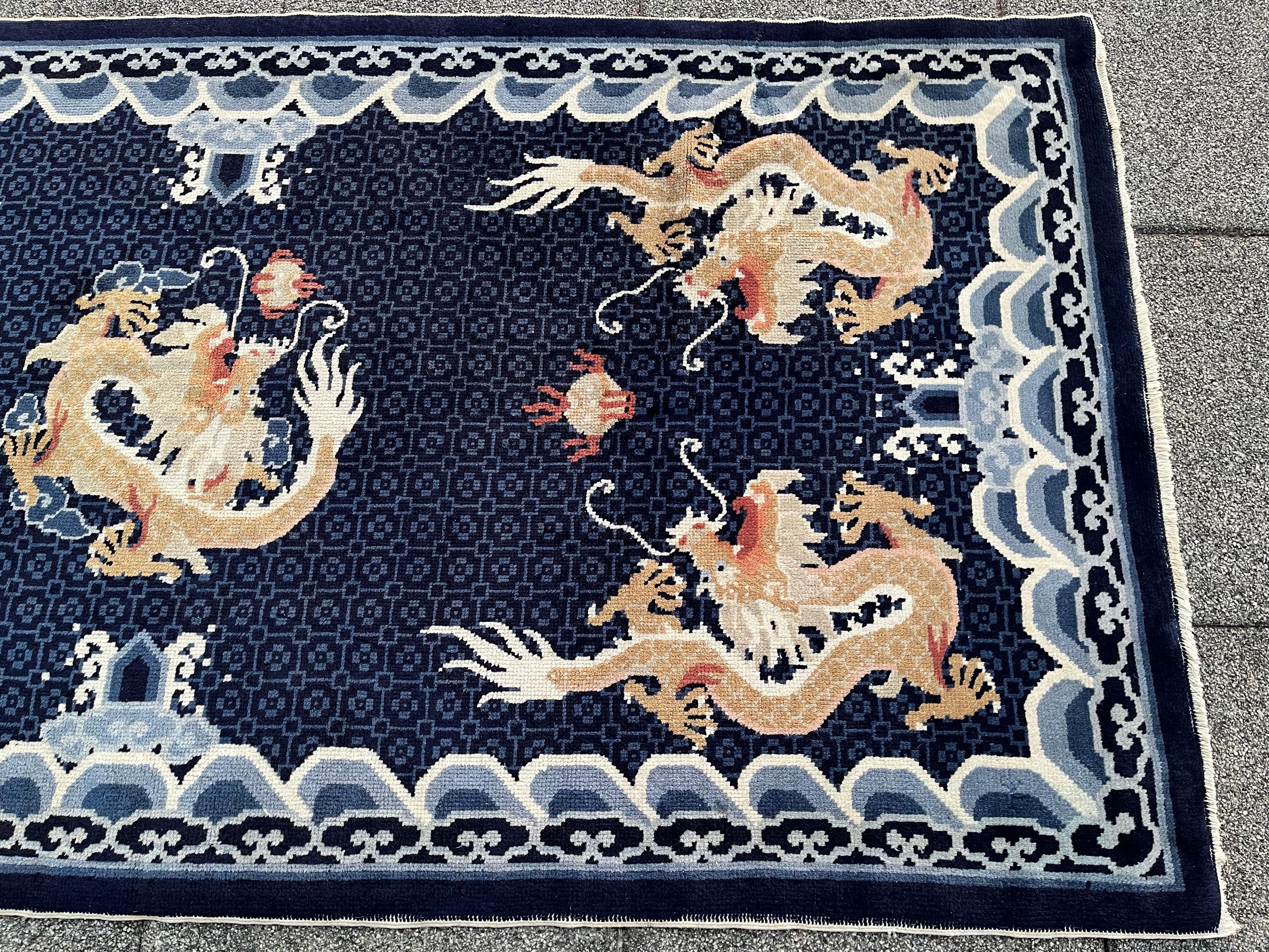 20th Century A Blue Ground Wool Carpet, China For Sale