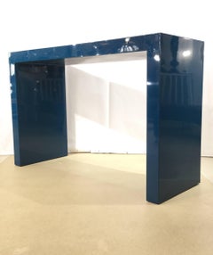 Blue Lacquered Console Table, circa 1970