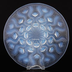 A Blue Opalescent Glass Plate 'Bulbes No.2' by Rene Lalique Circa 1935