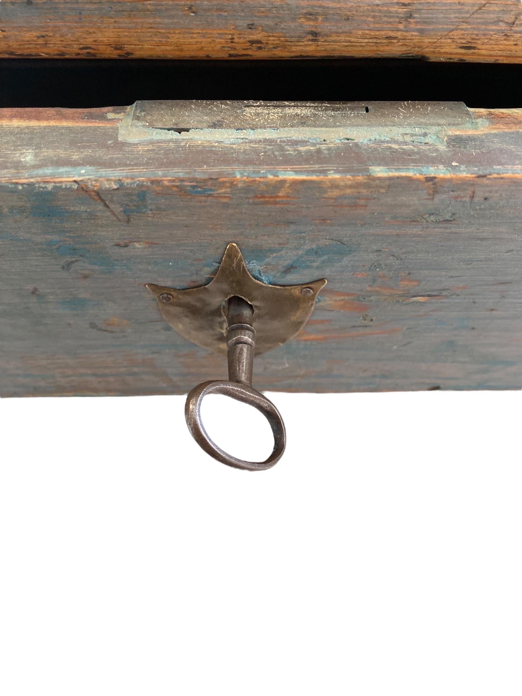 A Blue Rococo 18th Century Writing Table With Drawer, Finland For Sale 7