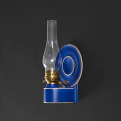 A Blue Tole Wall Mounted Campaign Storm Lantern