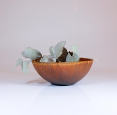 Cuenco de cerámica marrón - Gunnar Nylund - Rörstrand Suecia Años 50