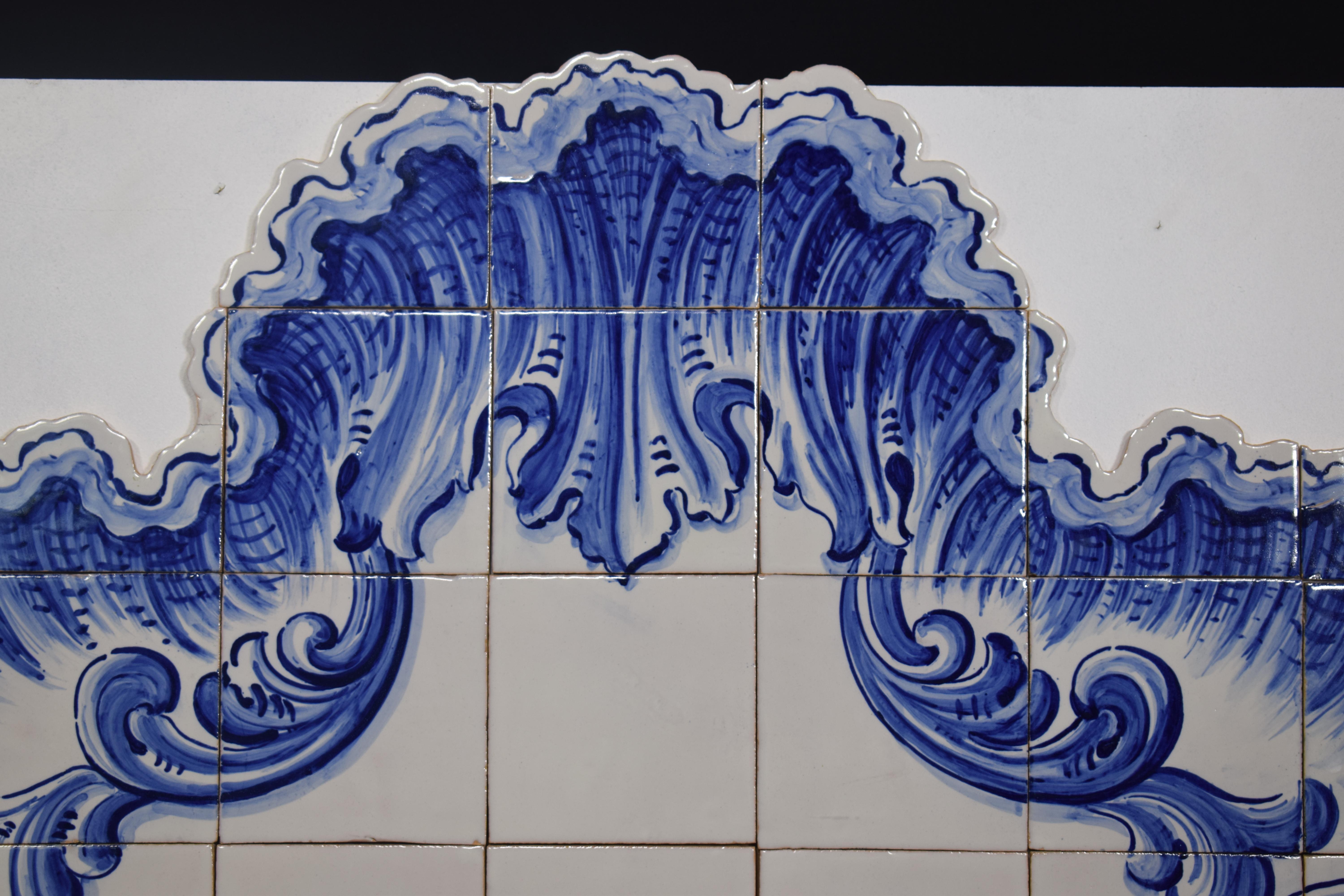 Rococo Blue & White Tile Wall Ornament, Exquisite Detail