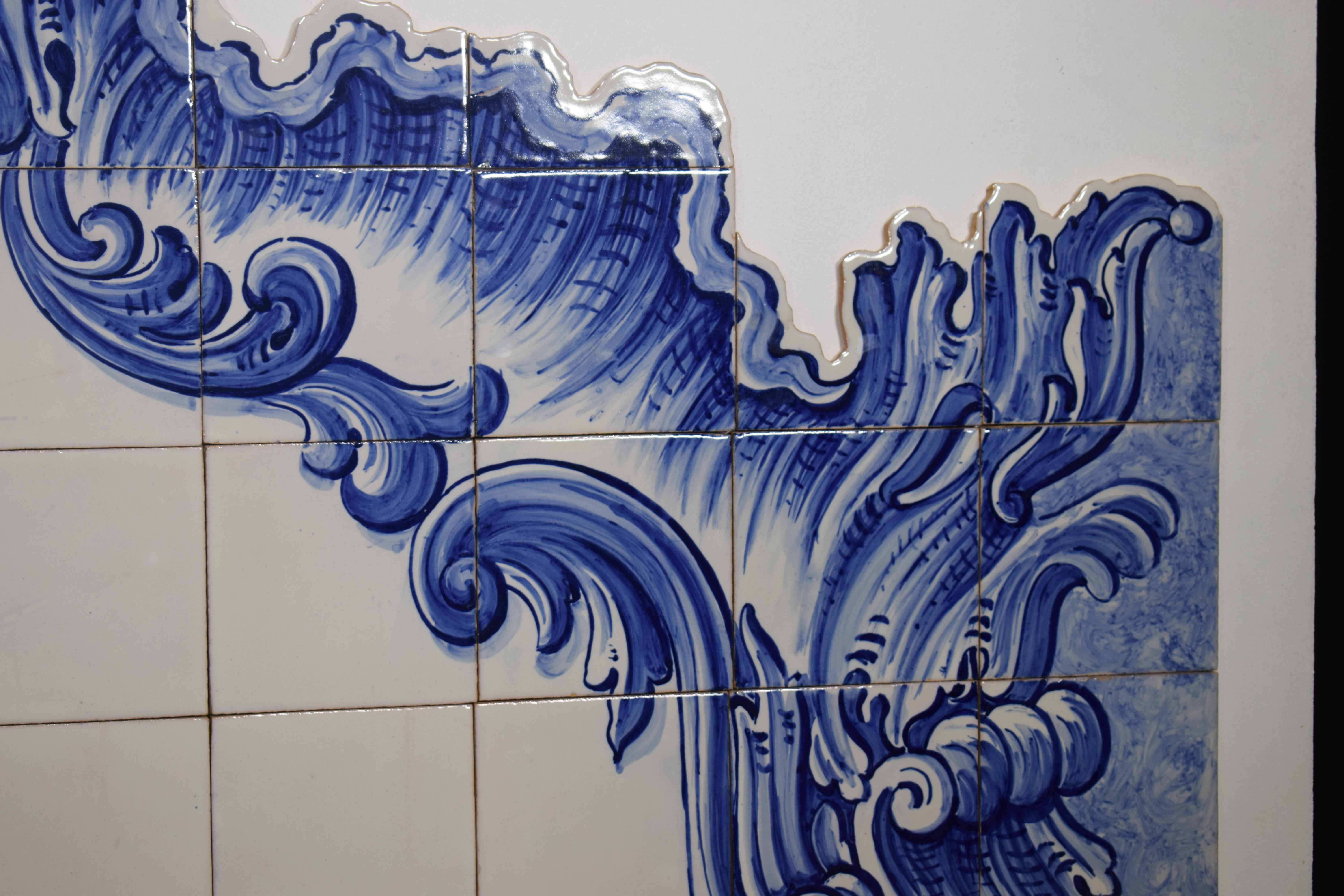 Portuguese Blue & White Tile Wall Ornament, Exquisite Detail