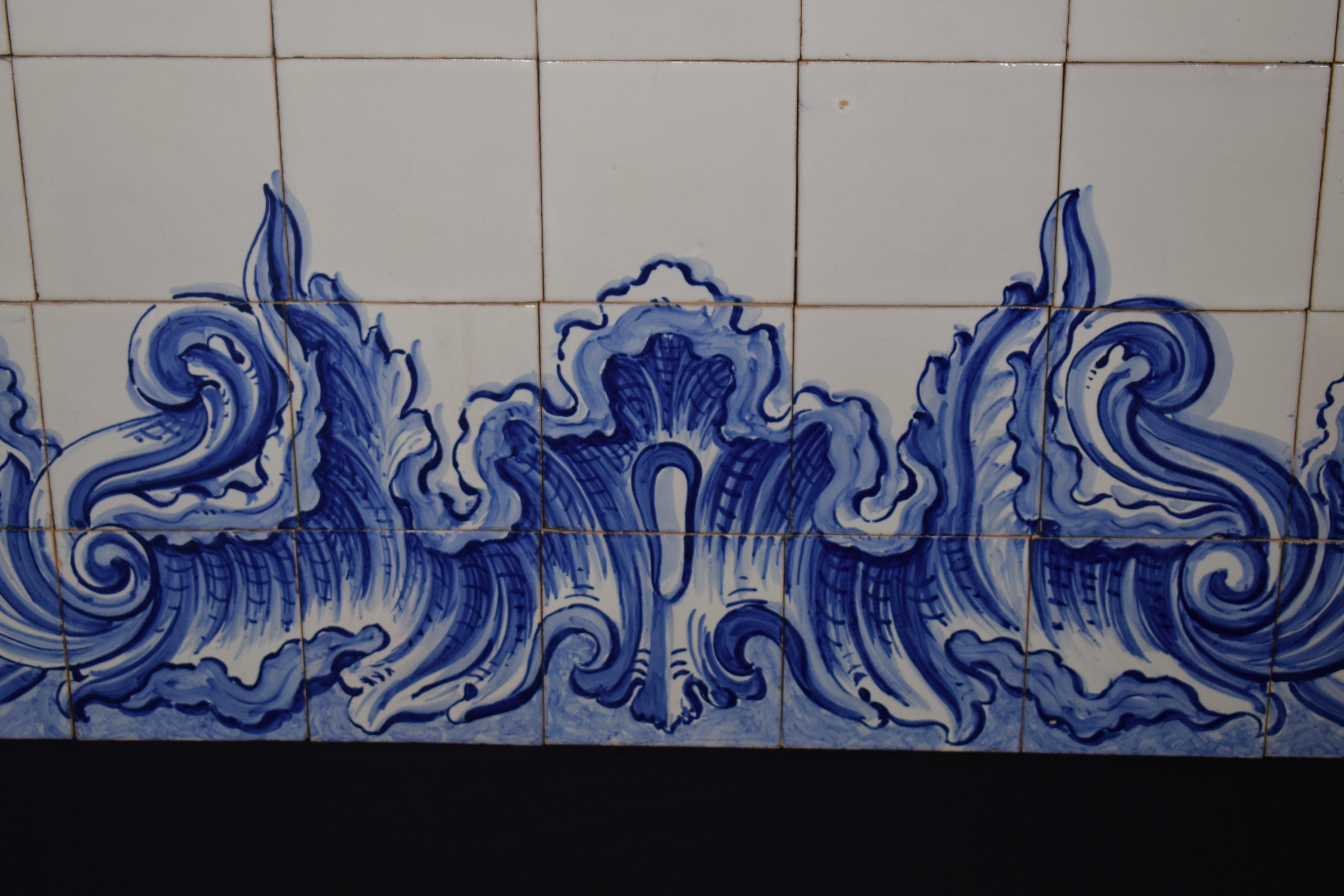 Blue & White Tile Wall Ornament, Exquisite Detail In Good Condition In Atlanta, GA