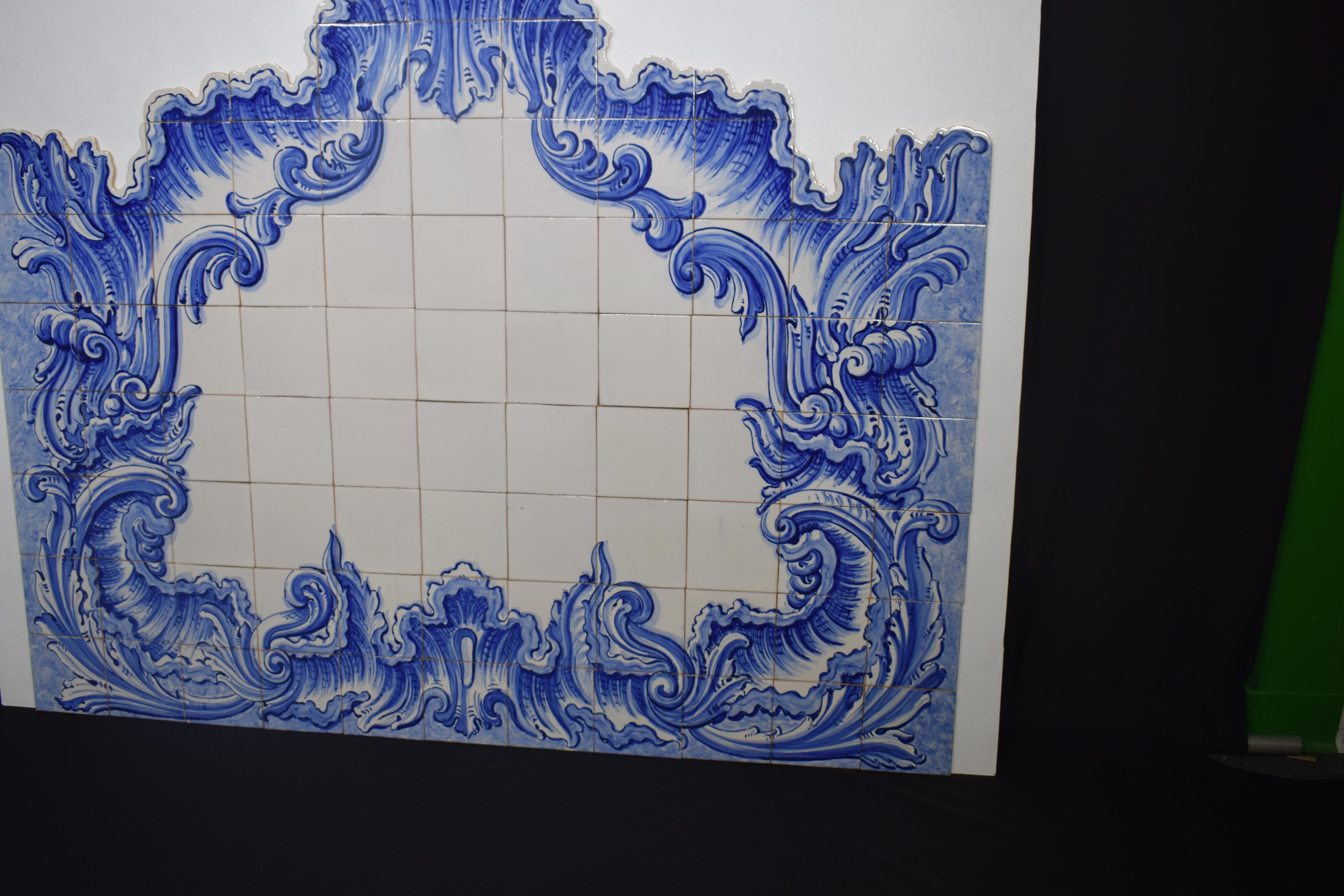 Ceramic Blue & White Tile Wall Ornament, Exquisite Detail