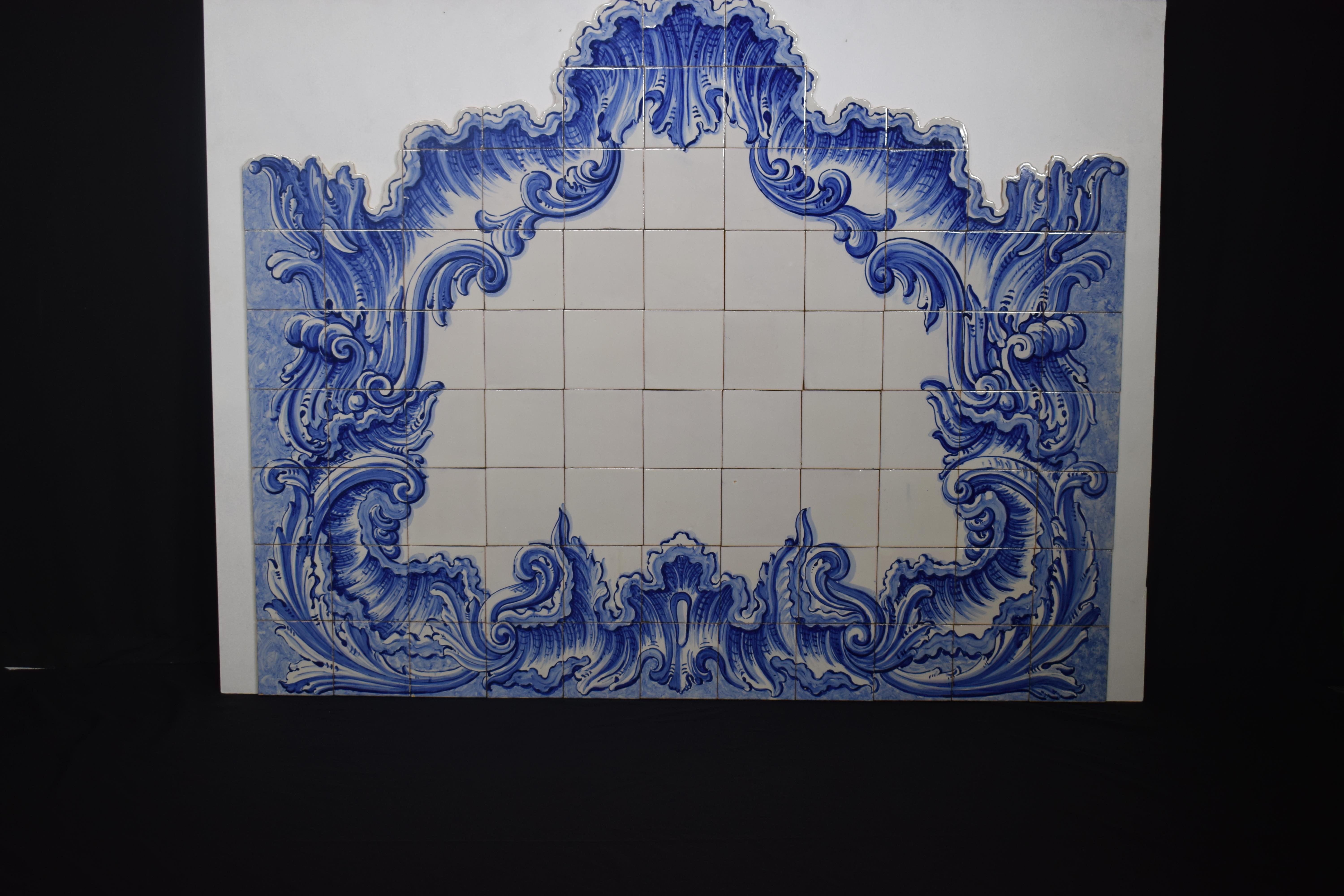 Blue & White Tile Wall Ornament, Exquisite Detail 1