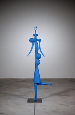 Mujer azul Escultura de cerámica de Roger Capron Vallauris Francia Años 2000