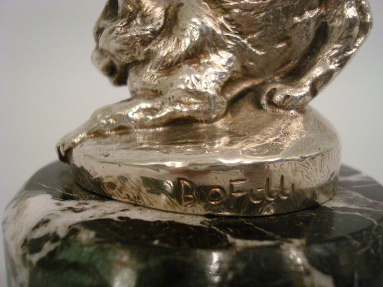 A. Bofill Silvered Bronze Cat Paperweight  / Hood Ornament, France 1910/20 In Good Condition For Sale In Buenos Aires, Olivos