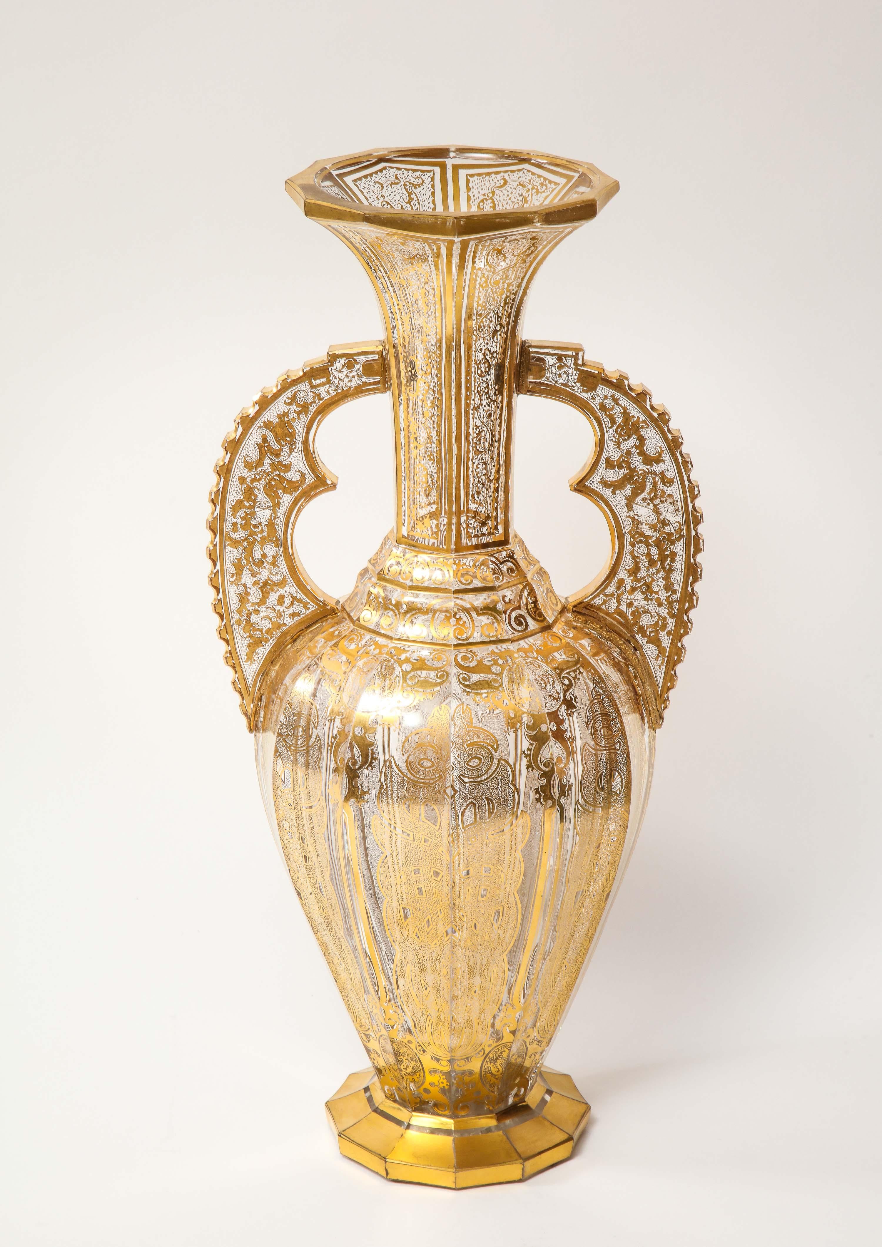 Czech Bohemian Cut-Glass Vase in the 