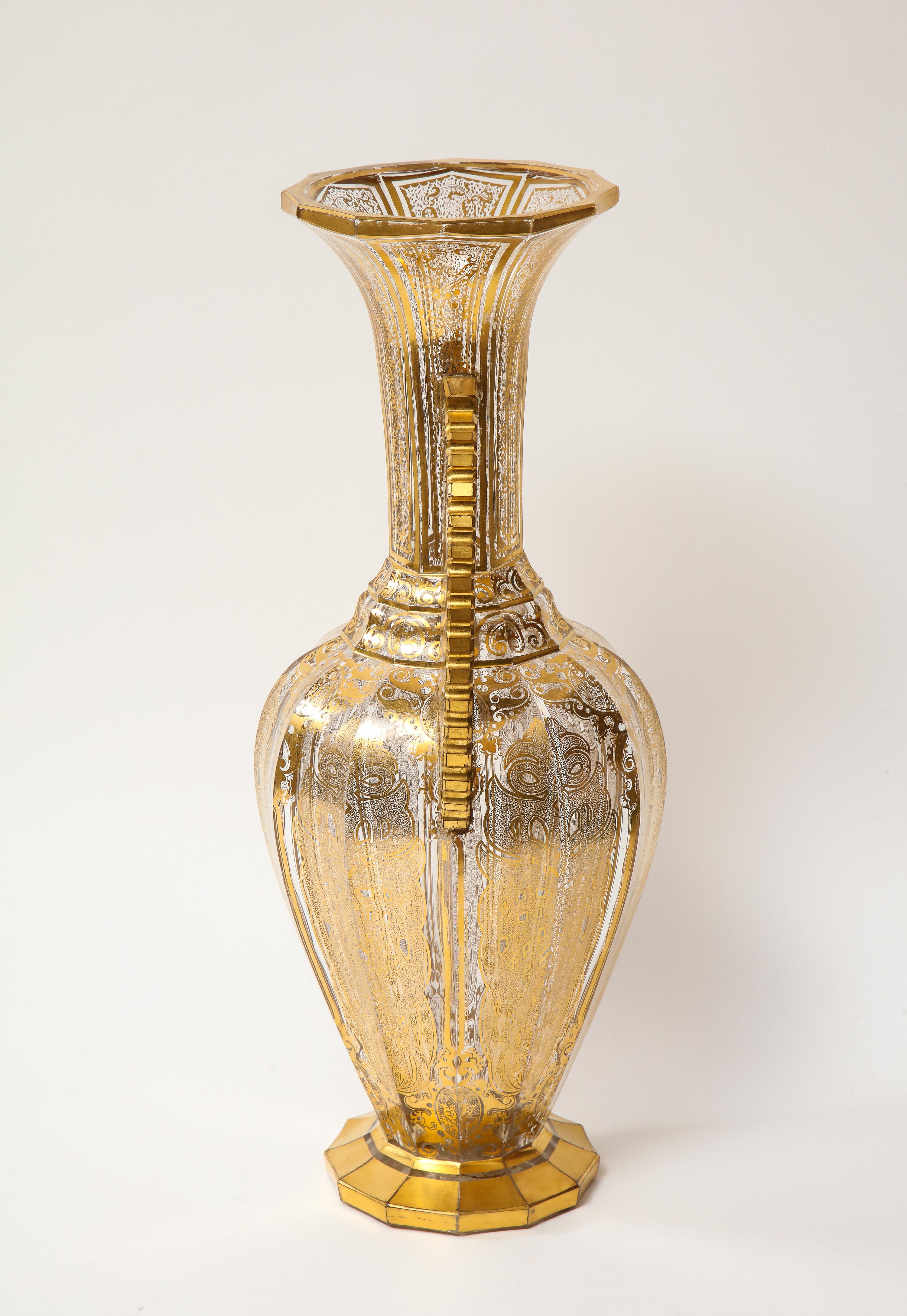 19th Century Bohemian Cut-Glass Vase in the 