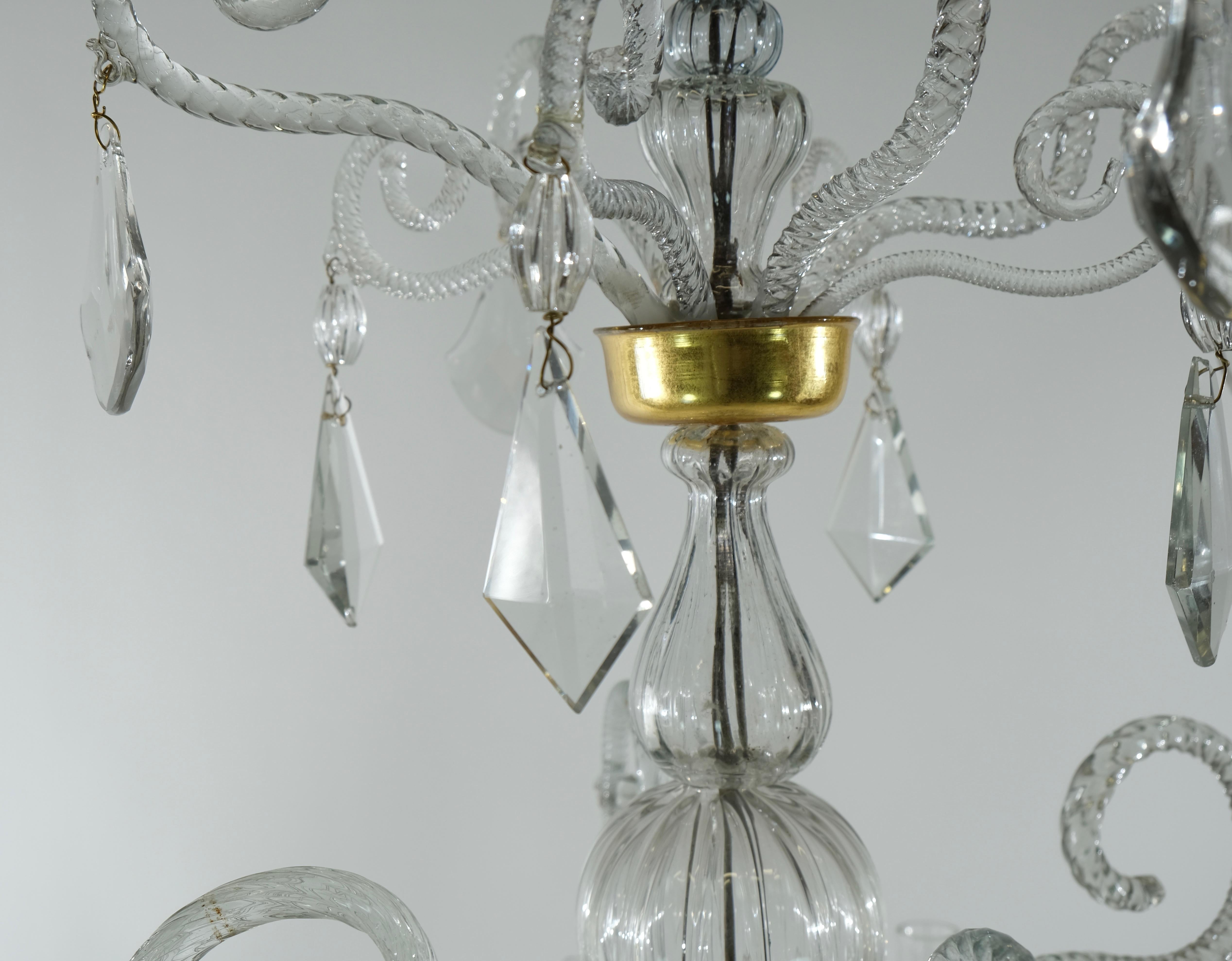 Bohemian Four Light Chandelier, Mid 18th C. In Good Condition In Stockholm, SE