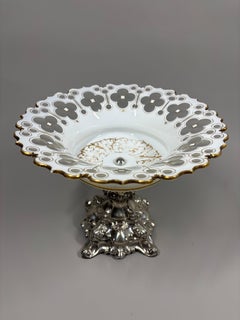 A Bohemian mid-19th century cut glass and silver centerpiece