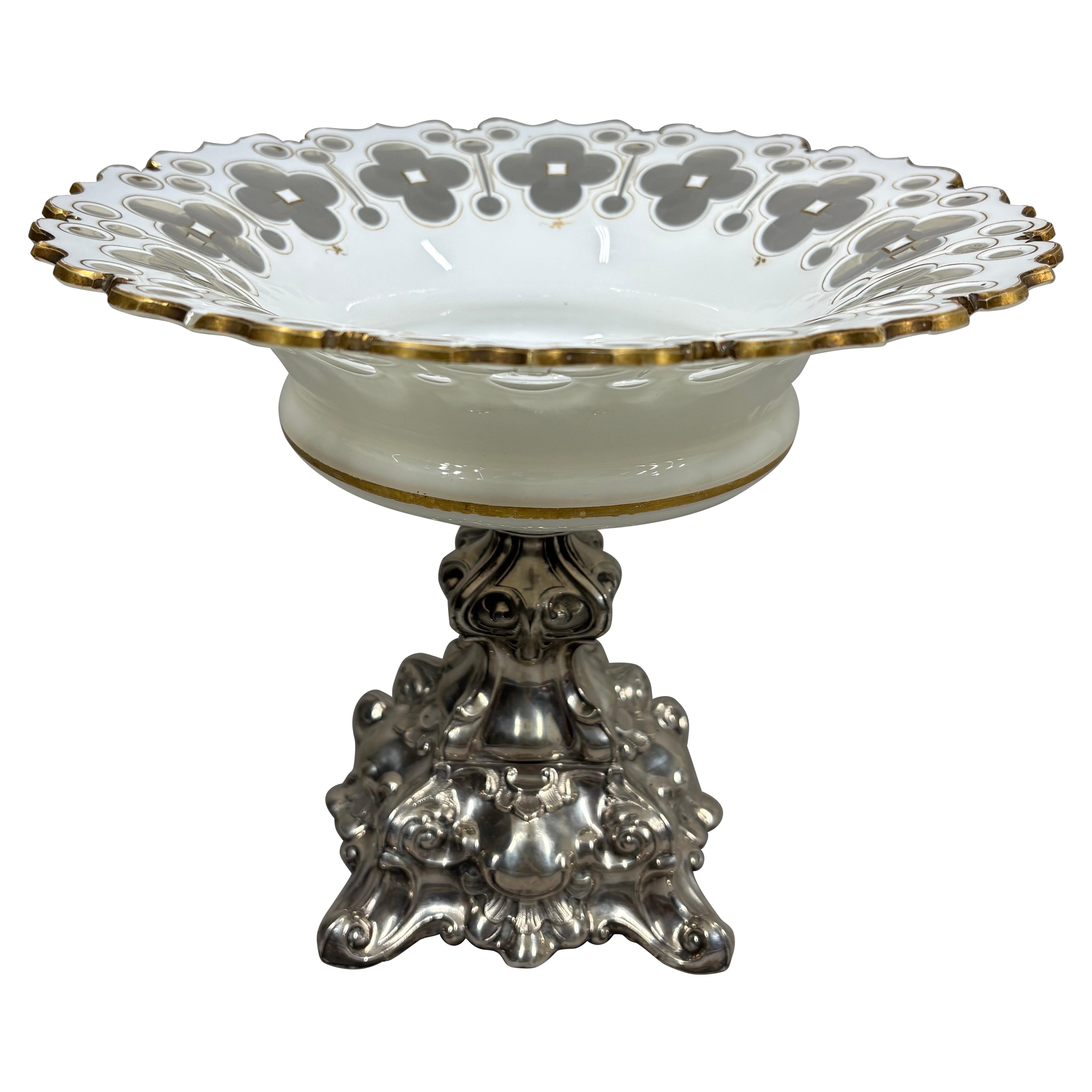 A Bohemian mid-19th century cut glass and silver centerpiece im Angebot
