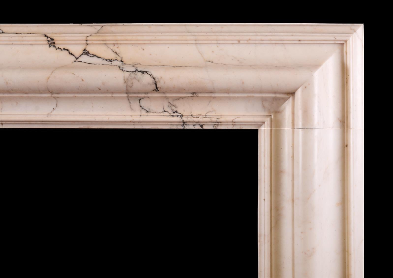 Queen Anne A Bolection Fireplace in Povanazzo Marble For Sale