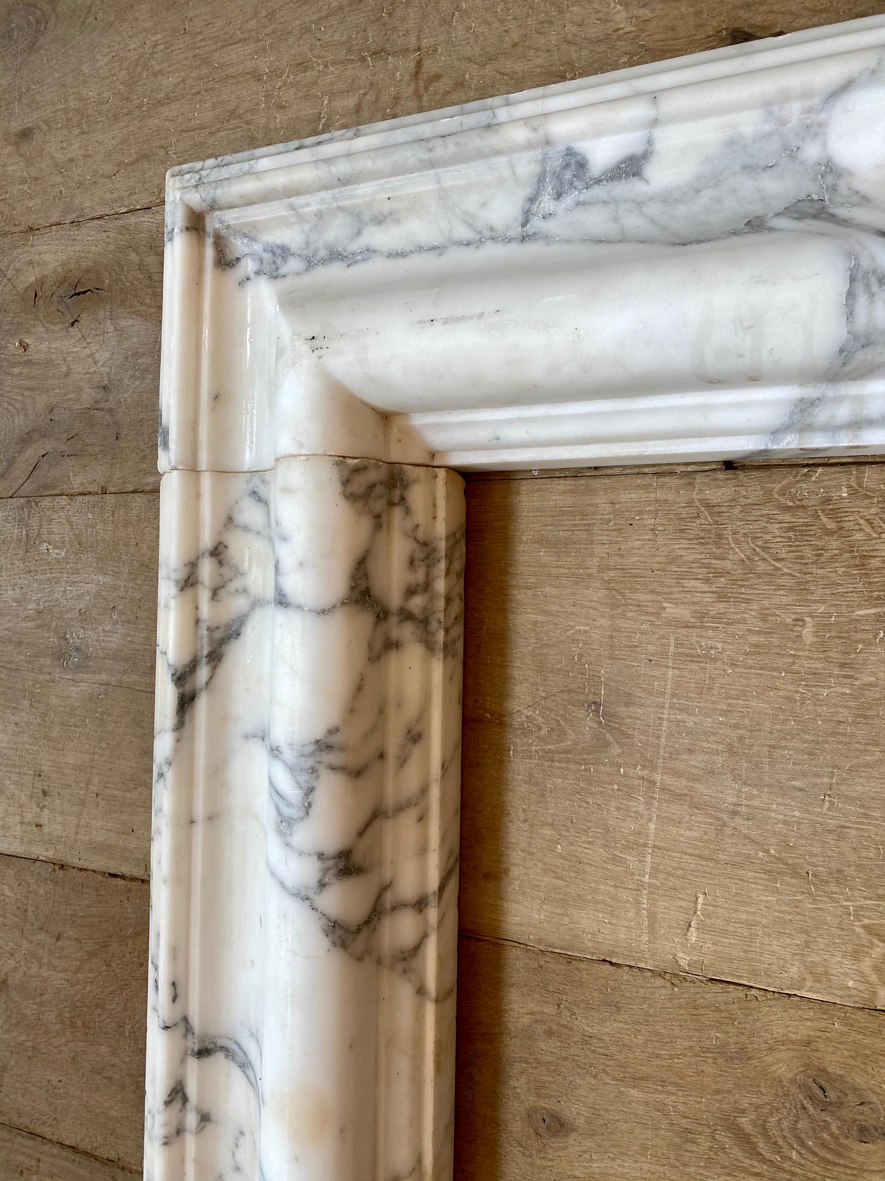 Bolection Italian Marble Fireplace Mantel In Good Condition In London, GB