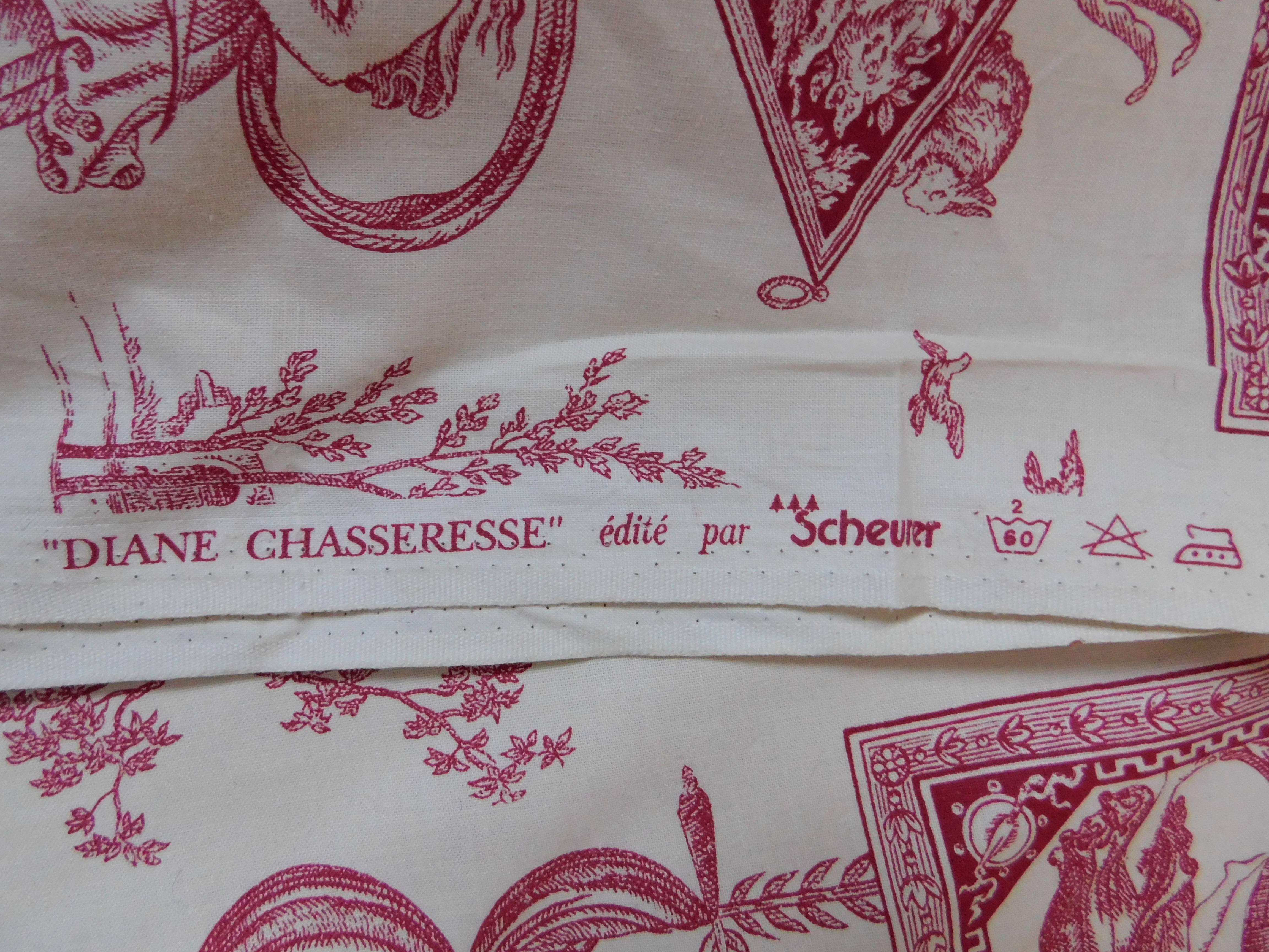 20th Century Bolt of Vintage French Red and White Toile 