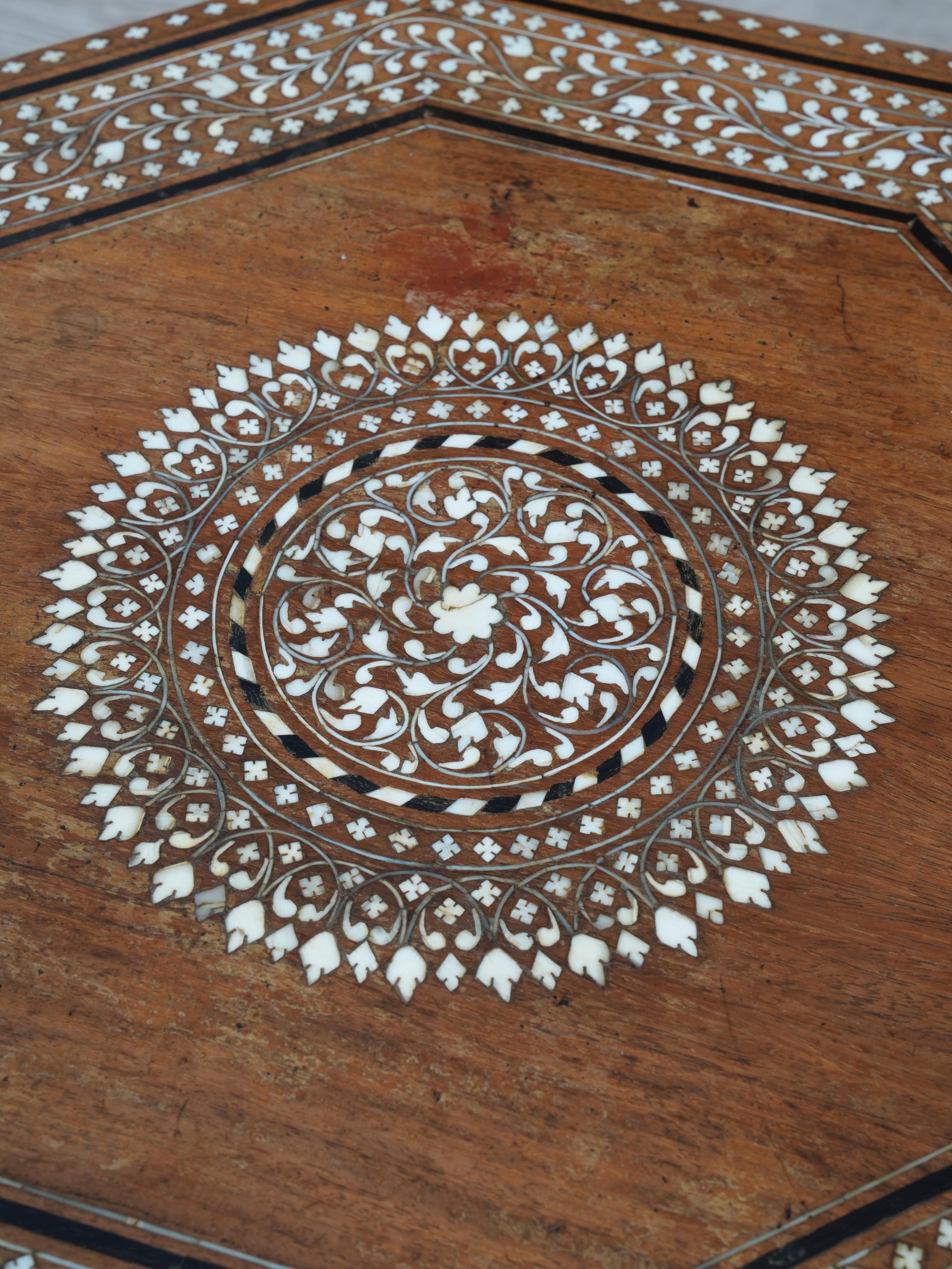 Anglo-Indian Bone & Ebony Inlaid Hoshiarpur Table