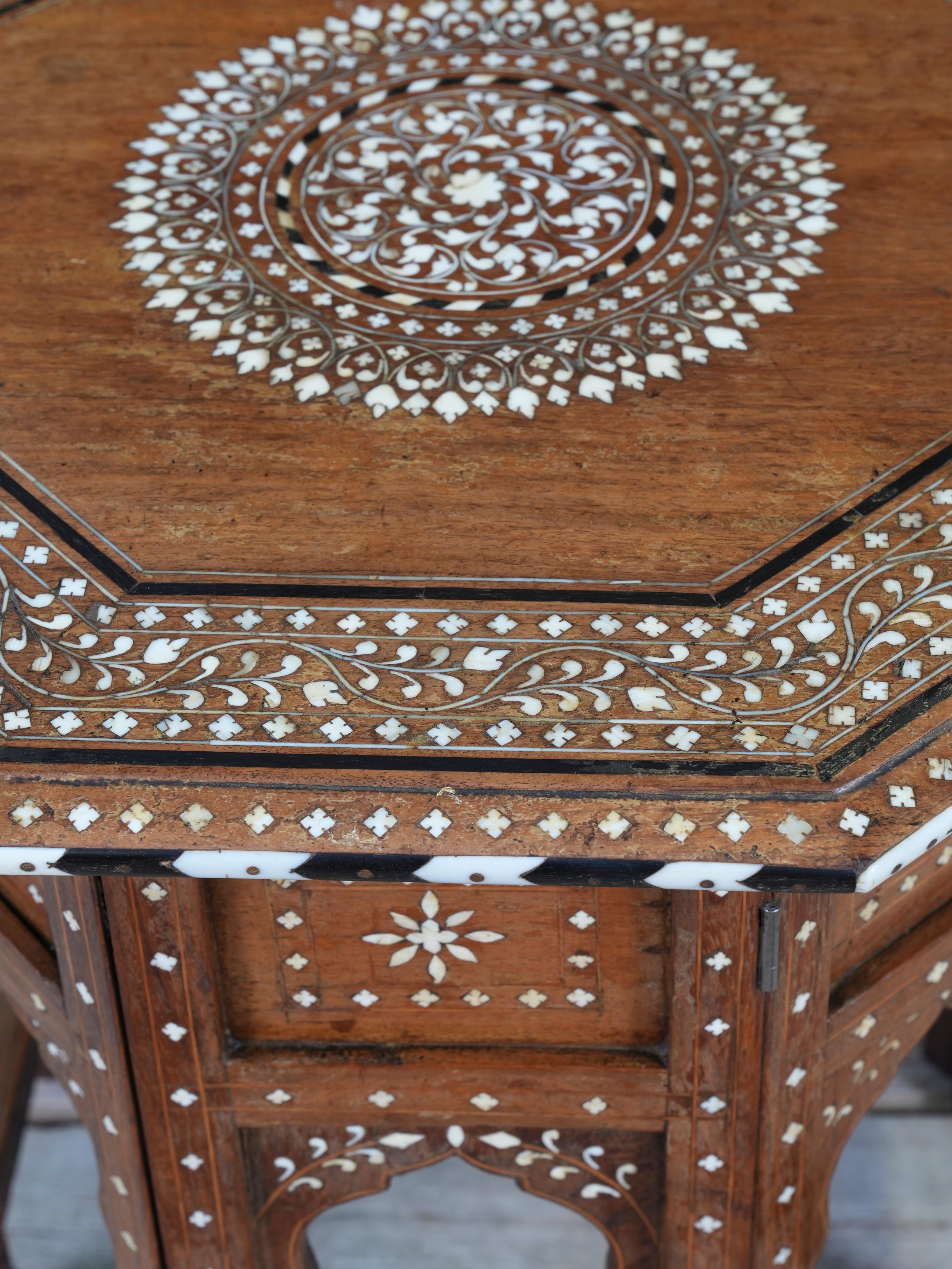 Indian Bone & Ebony Inlaid Hoshiarpur Table