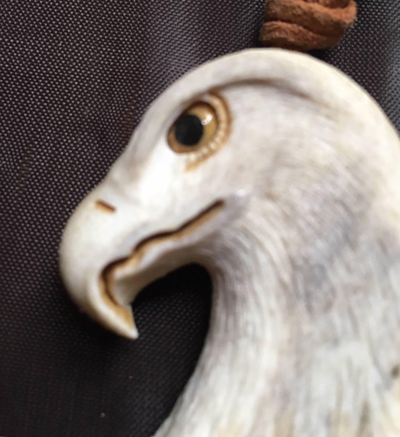 A fine carving of an eagle by Stan Hill (1921-2003), Canadian artist based on the Conne River Reserve. His work is included in a number of public and private collection. Served as the chair of Aboriginal artists of Newfoundland and labrador. He won