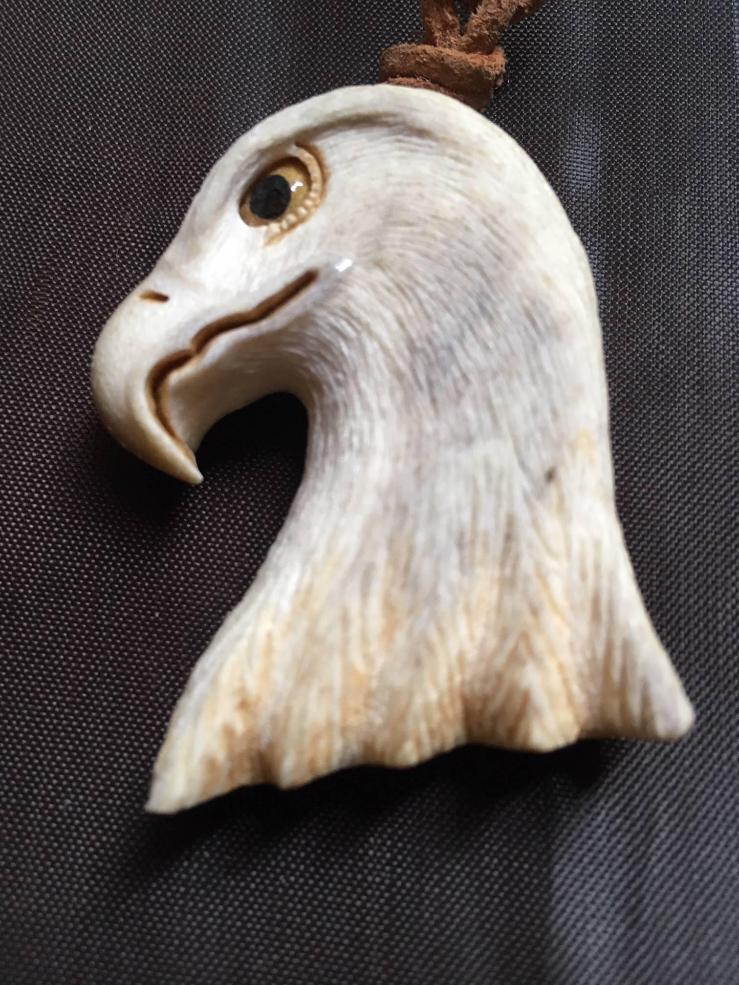 American Classical Bone Fine Carving of an Eagle by Stan Hill For Sale