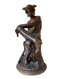 Bonze Sculpture of a Seated Hermes or Mercury, Dated 1867