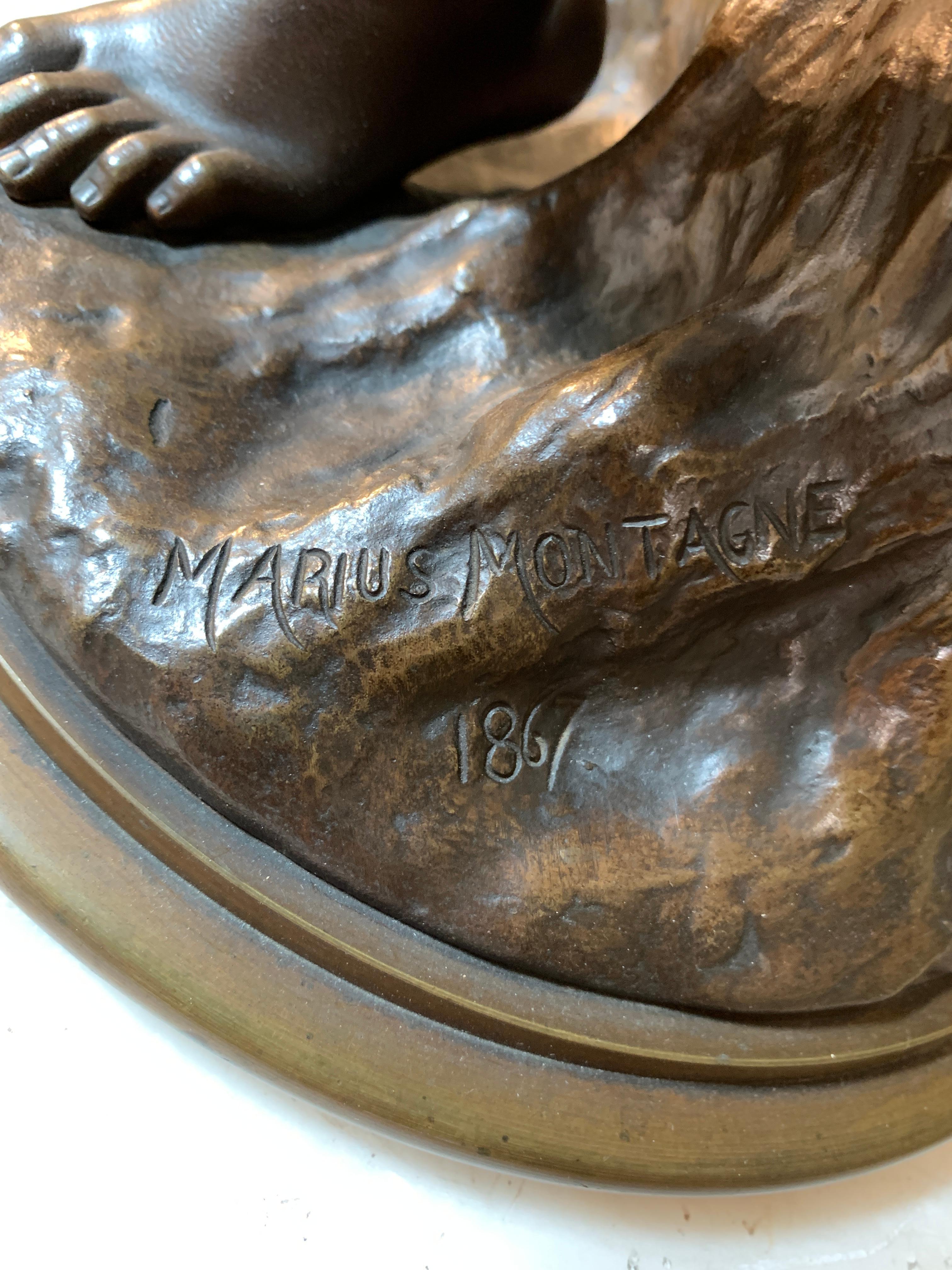 Français Sculpture en bronze Bonze d'un Hermès assis , Mercure ou Mercure , datée de 1867