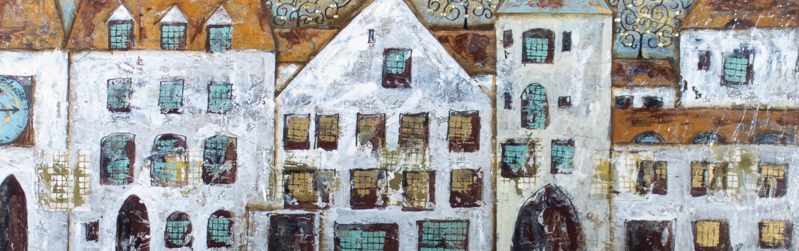 A. Boor - Large 20th Century Mixed Media, European Street For Sale 1