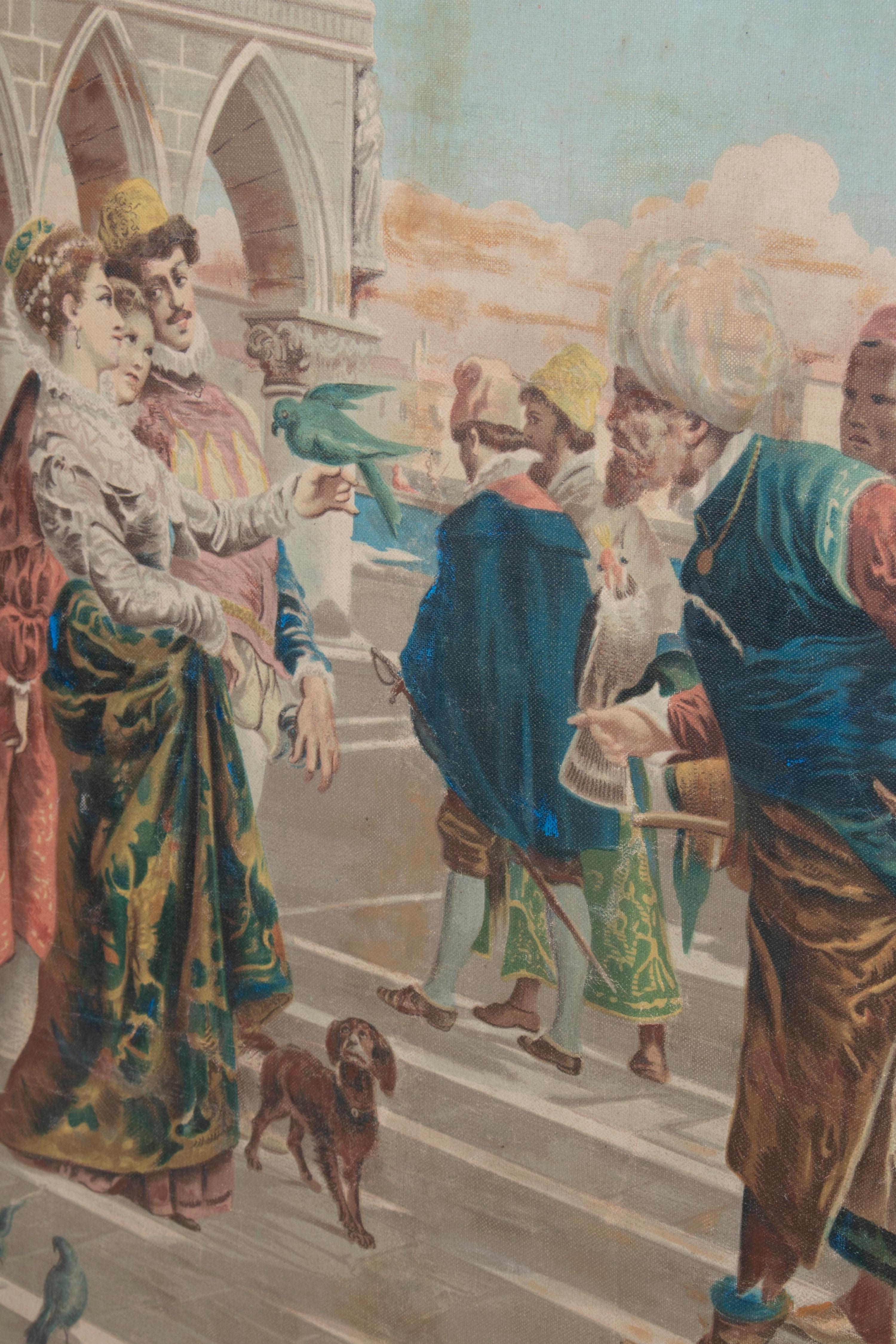 A. Borsari da Delleani 1920s French Framed Oil on Canvas Venice Scene 6