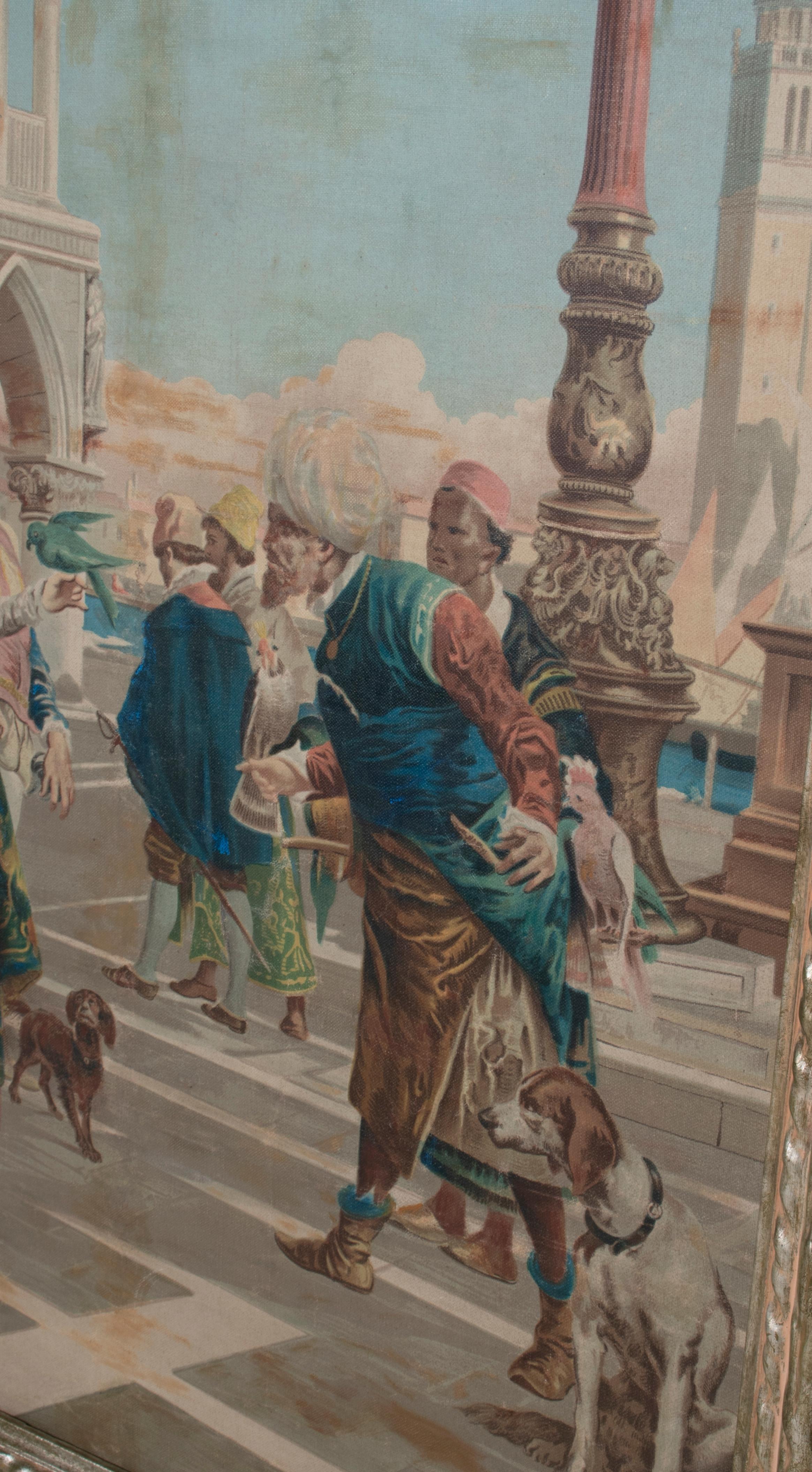 A. Borsari da Delleani 1920s French Framed Oil on Canvas Venice Scene 1