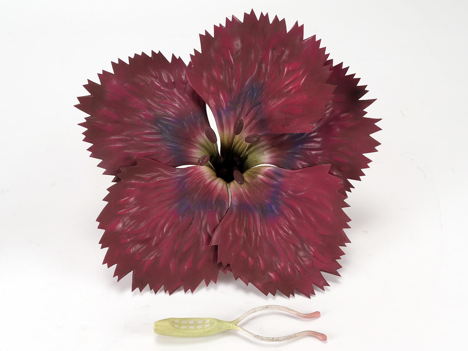 Metal Botanic Model of a Carnation Flower, Paravia Italy, 1940 For Sale
