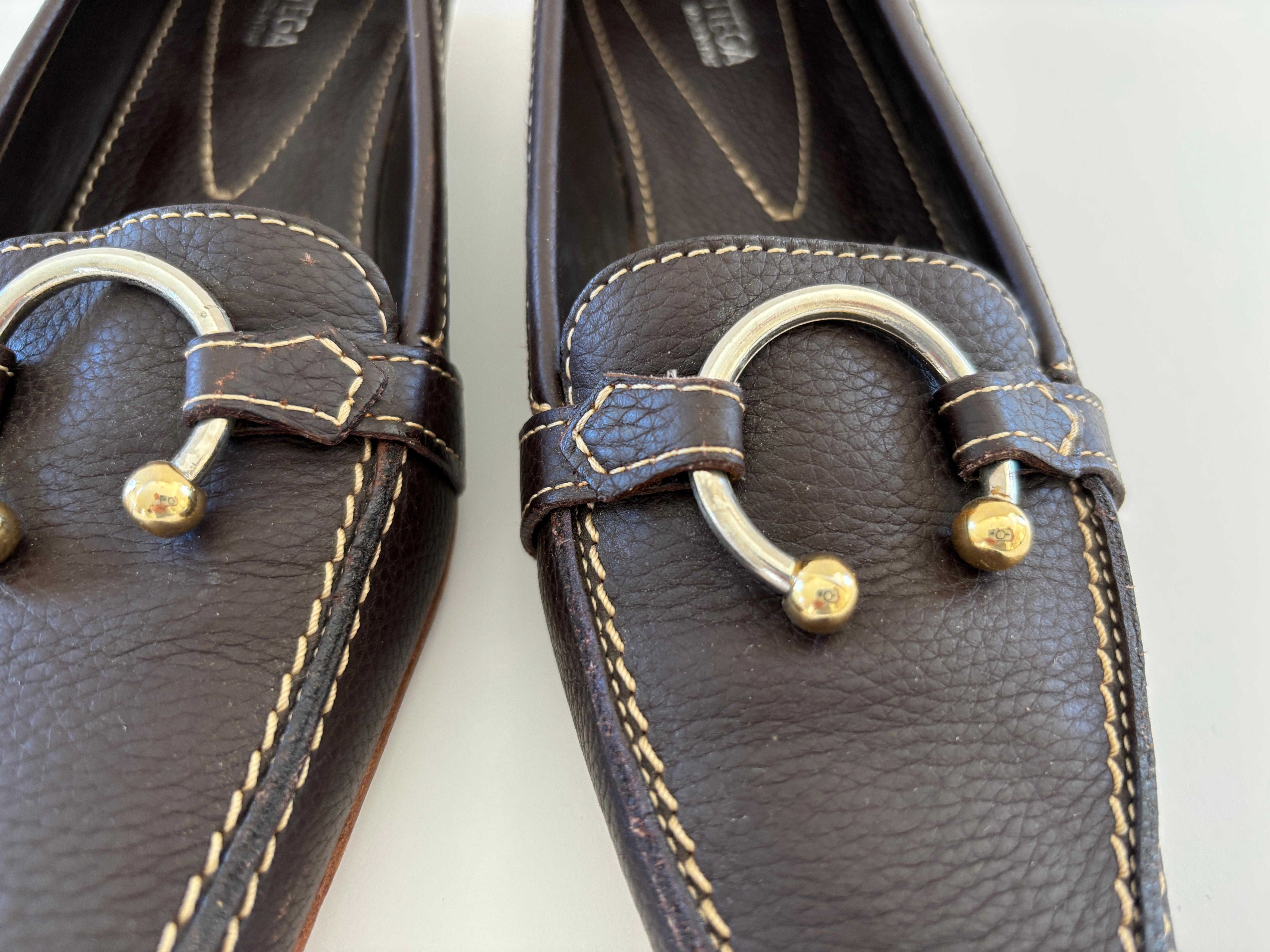 A. Bottega Brown Leather Women Loafers EU 36 1/2 In Good Condition For Sale In North Hollywood, CA