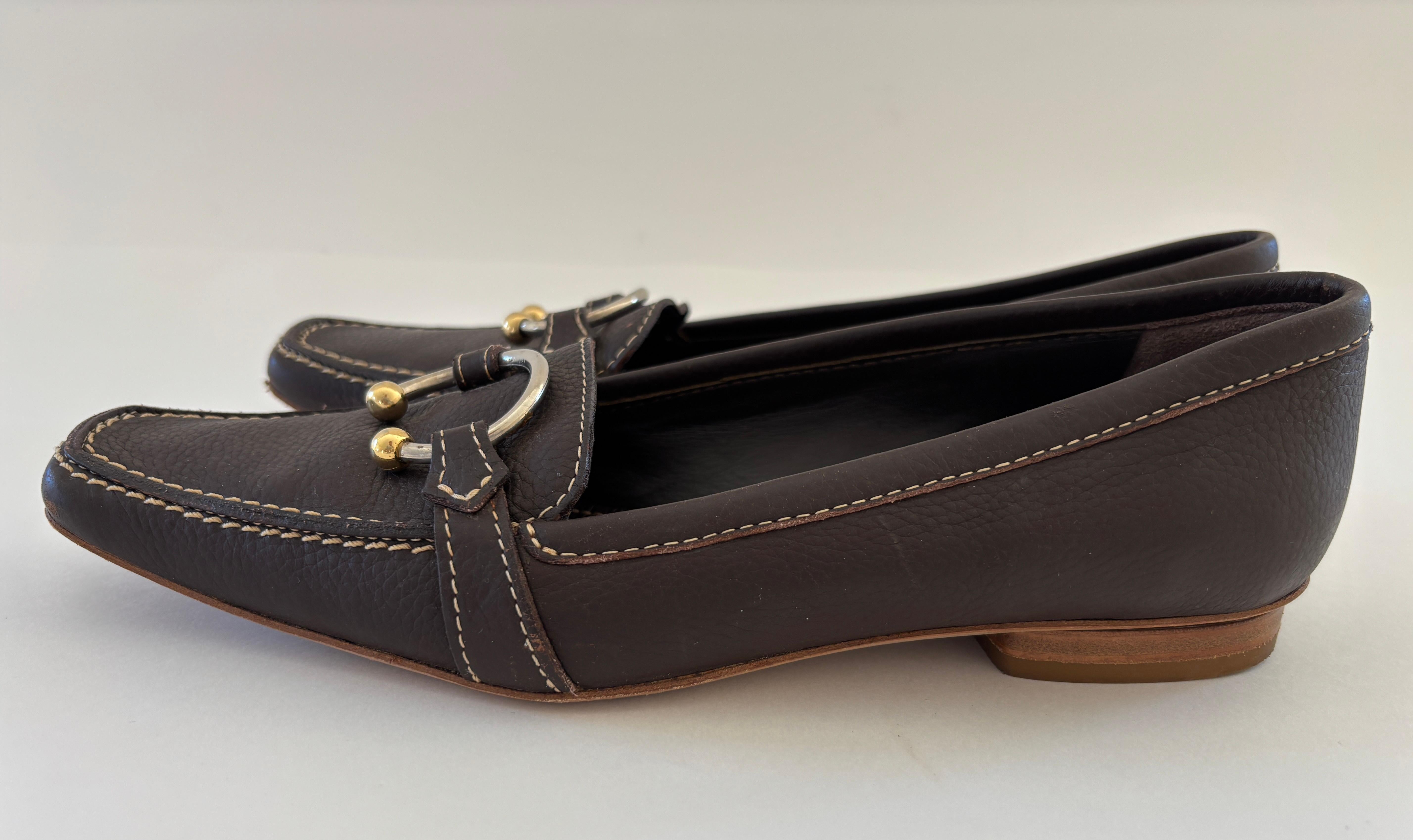 A. Bottega Brown Leather Women Loafers EU 36 1/2 For Sale 1