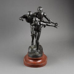 A. Boucher: "Au But", scultura in bronzo patinato su marmo Griotte C.C. 1890